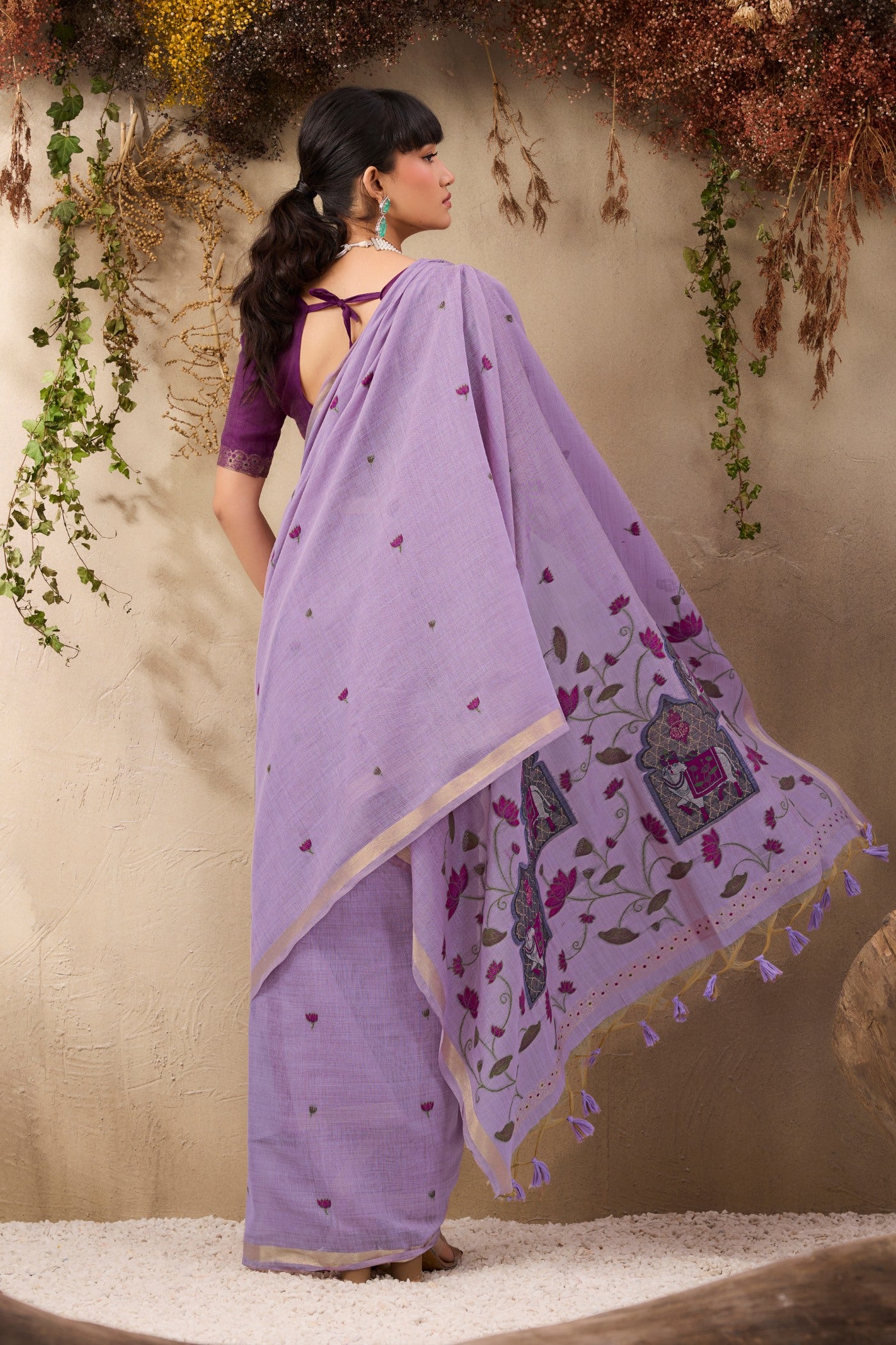 Buy MySilkLove Periwinkle Purple Handloom Cotton Saree Online