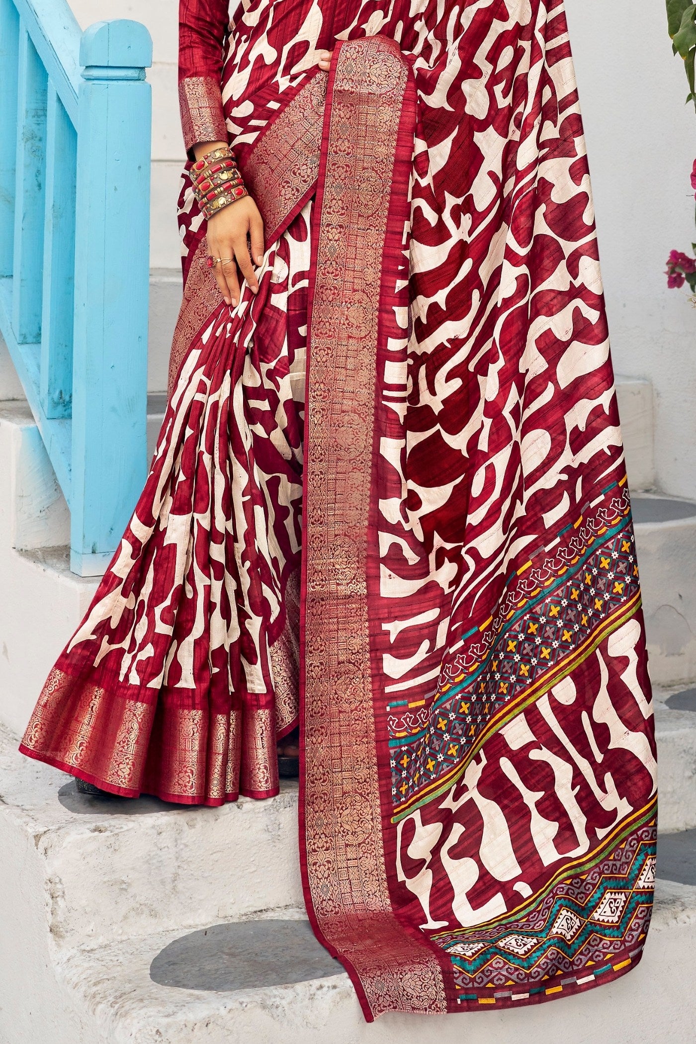 MySilkLove Mocca Maroon Banarasi Printed Saree