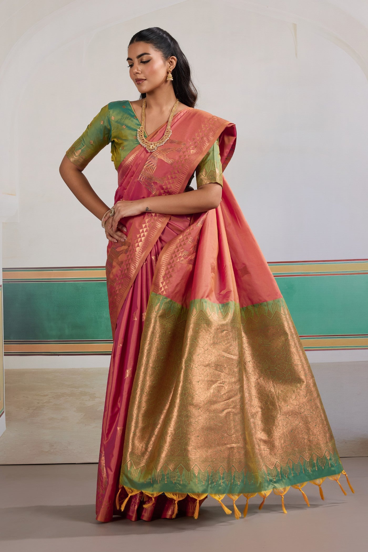 Buy MySilkLove Burnt Orange Banarasi Handloom Saree Online