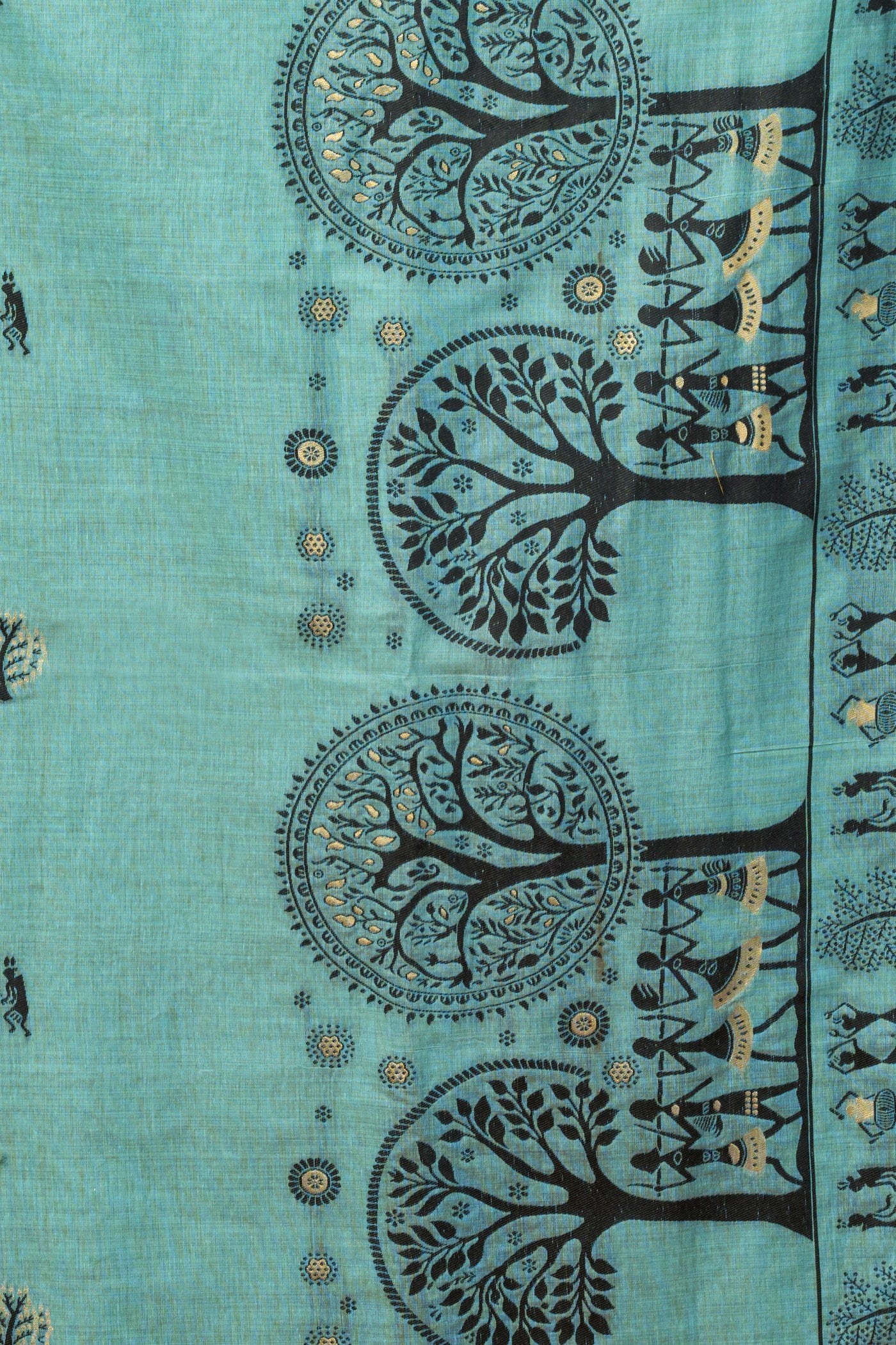 Buy MySilkLove Turquoise Blue Woven Modal Cotton Saree Online