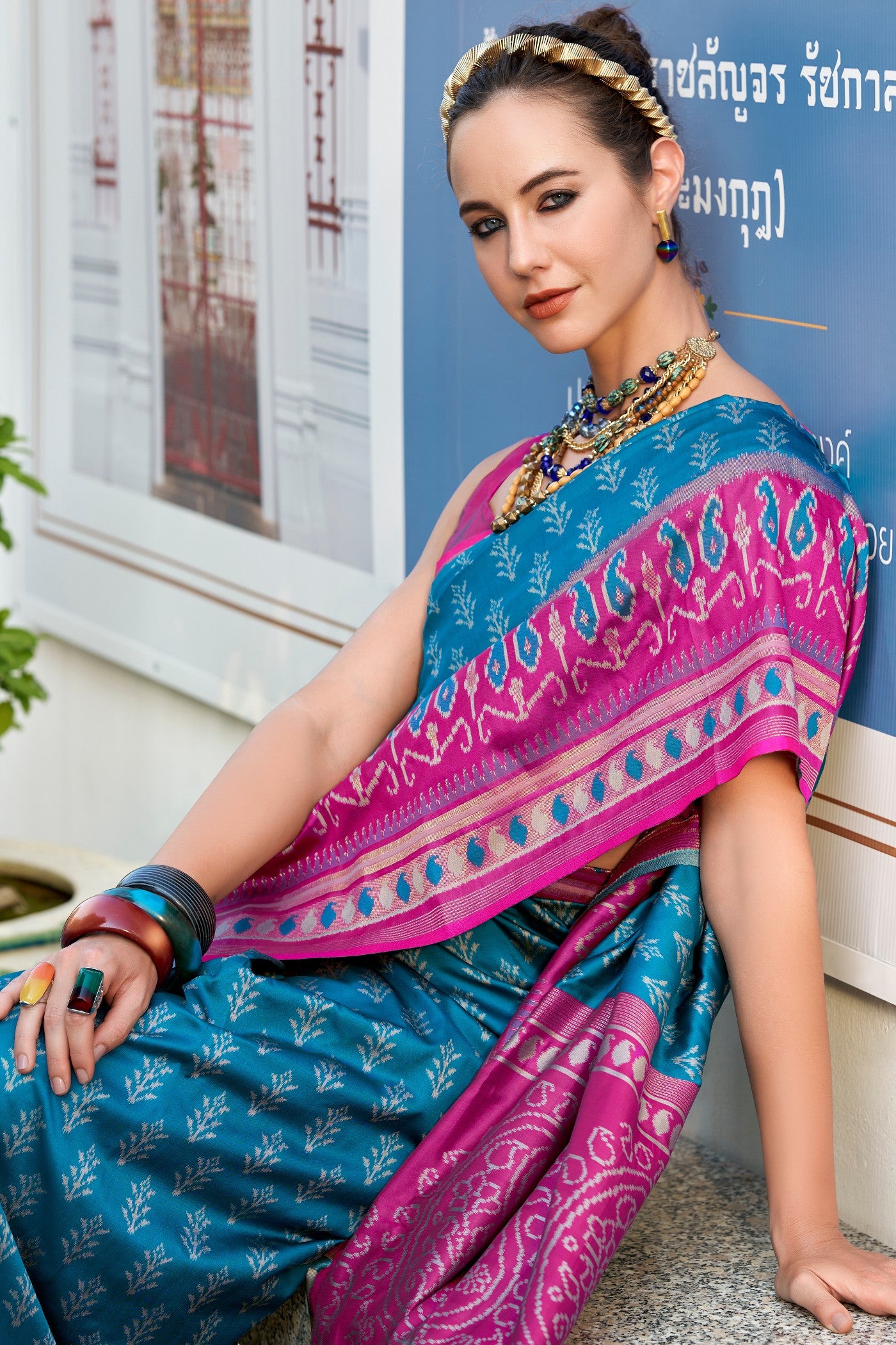 MySilkLove Orient Blue Woven Banarasi Saree