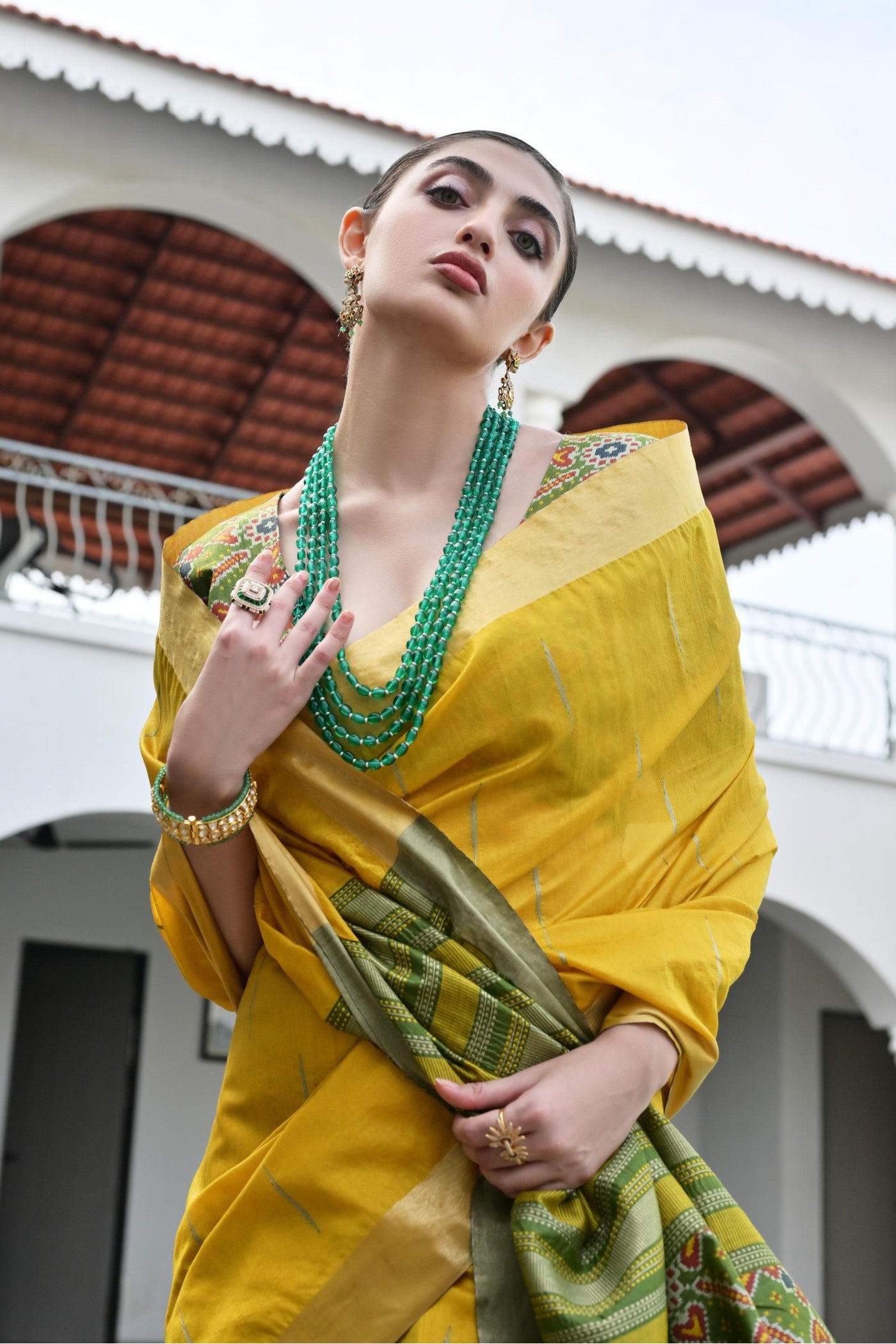 Buy MySilkLove Mellow Yellow Meenakari Woven Patola Saree Online