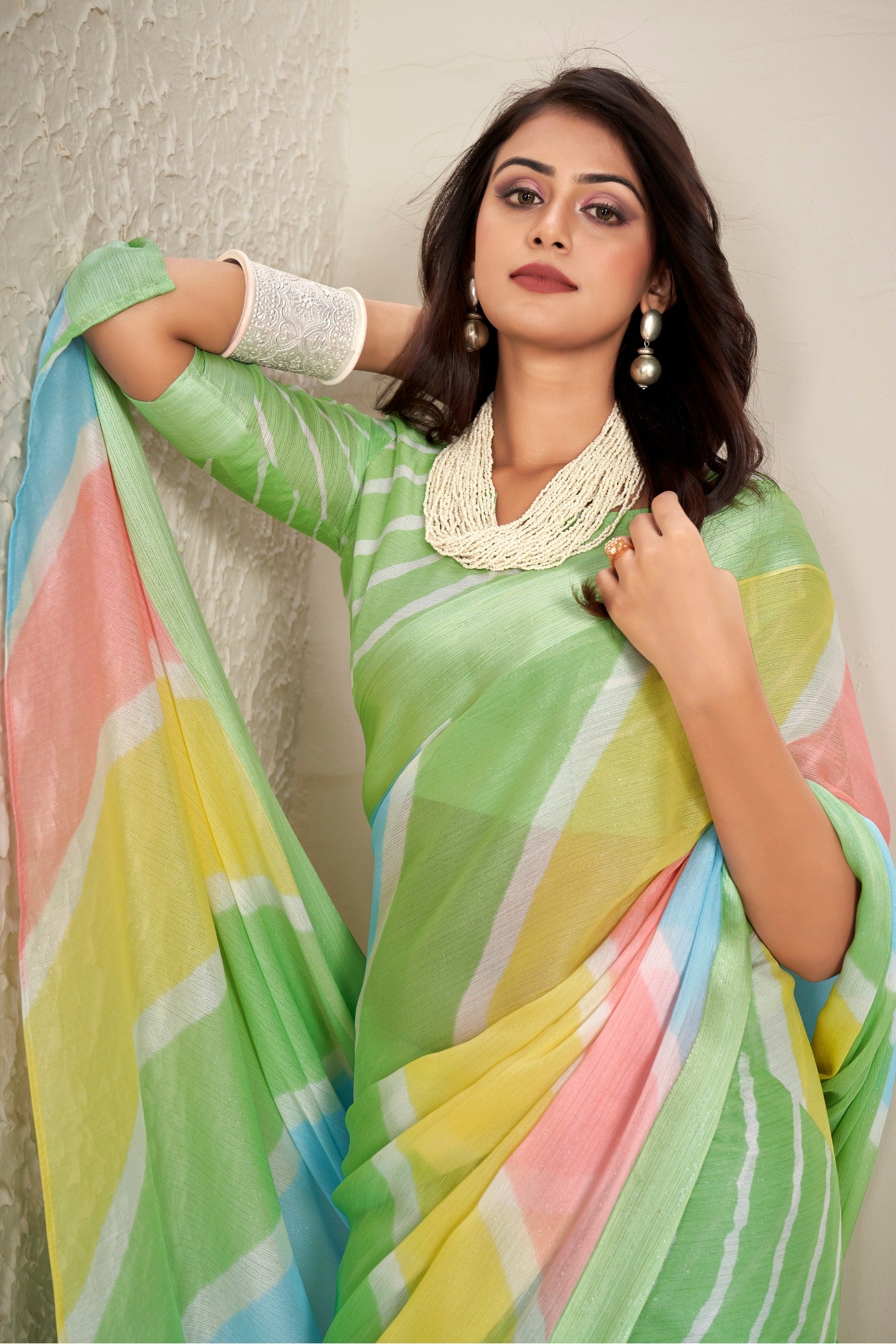 Buy MySilkLove Christi Green Printed Satin Silk Saree Online