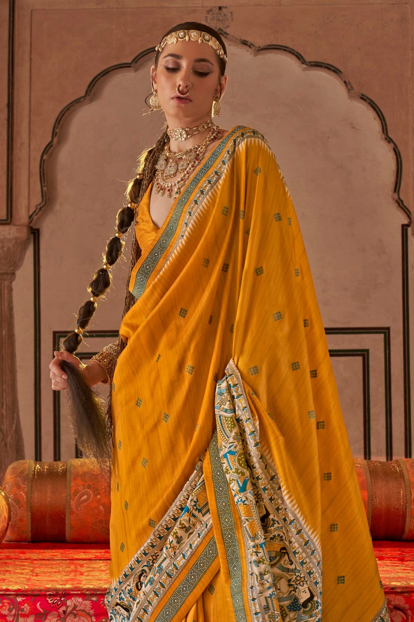 Buy MySilkLove Daffodil Yellow Printed Patola Saree Online