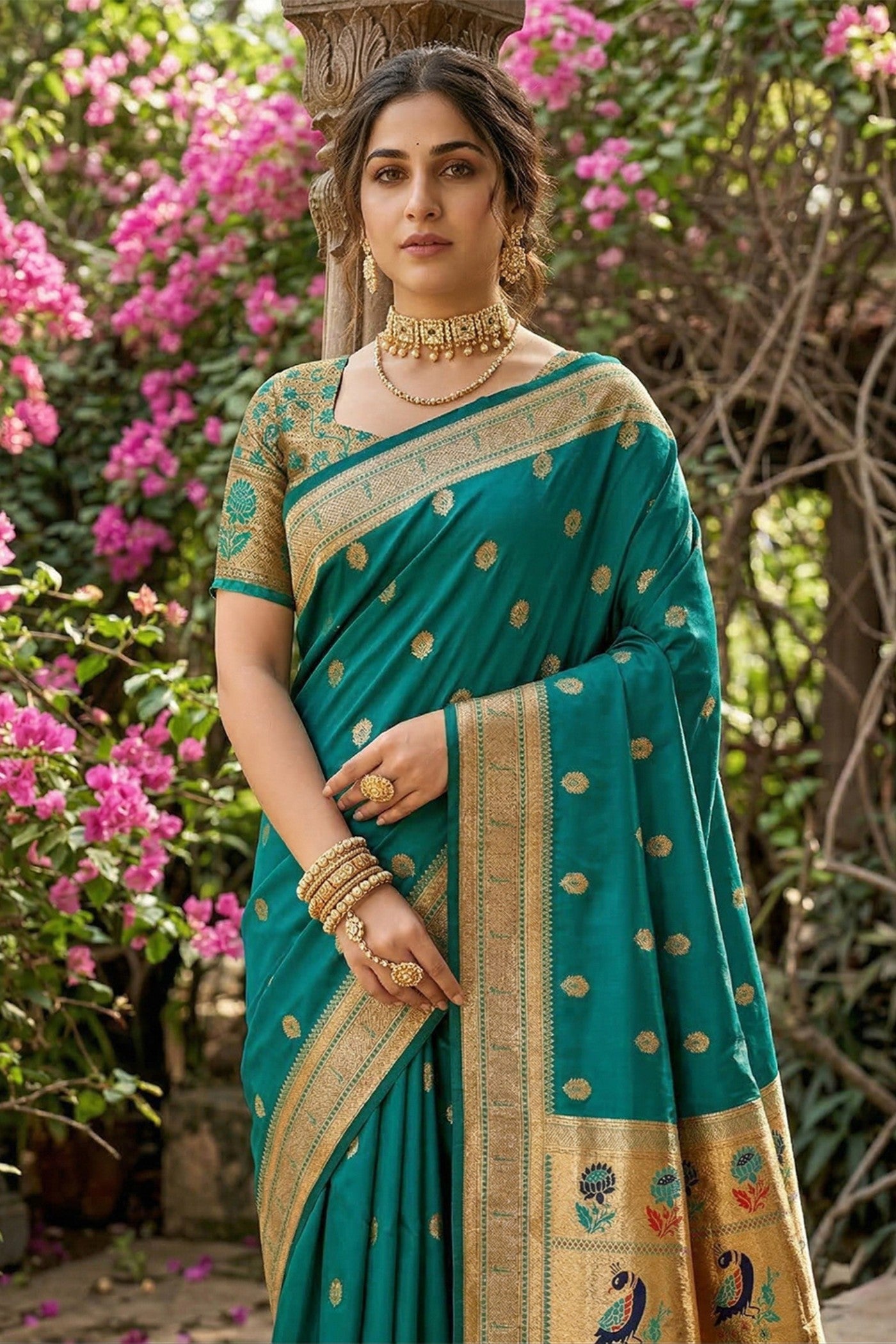 MySilkLove Neptune Blue Zari Woven Paithani Saree