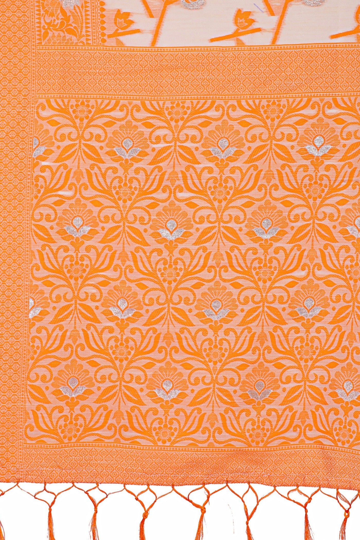 Buy MySilkLove Carrot Orange Linen Cotton Saree Online