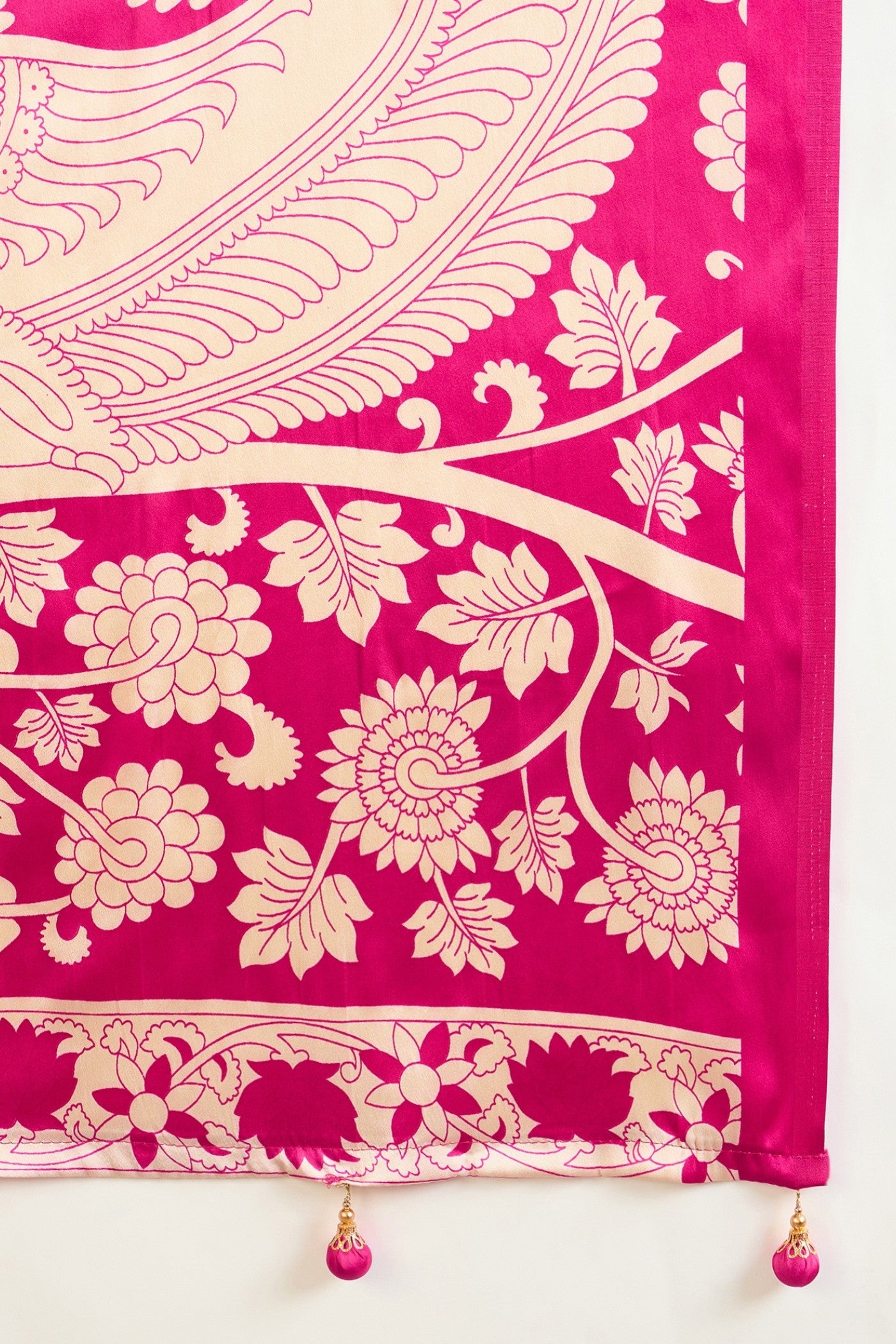 Buy MySilkLove Paradise Pink Kalamkari Printed Satin Silk Saree Online
