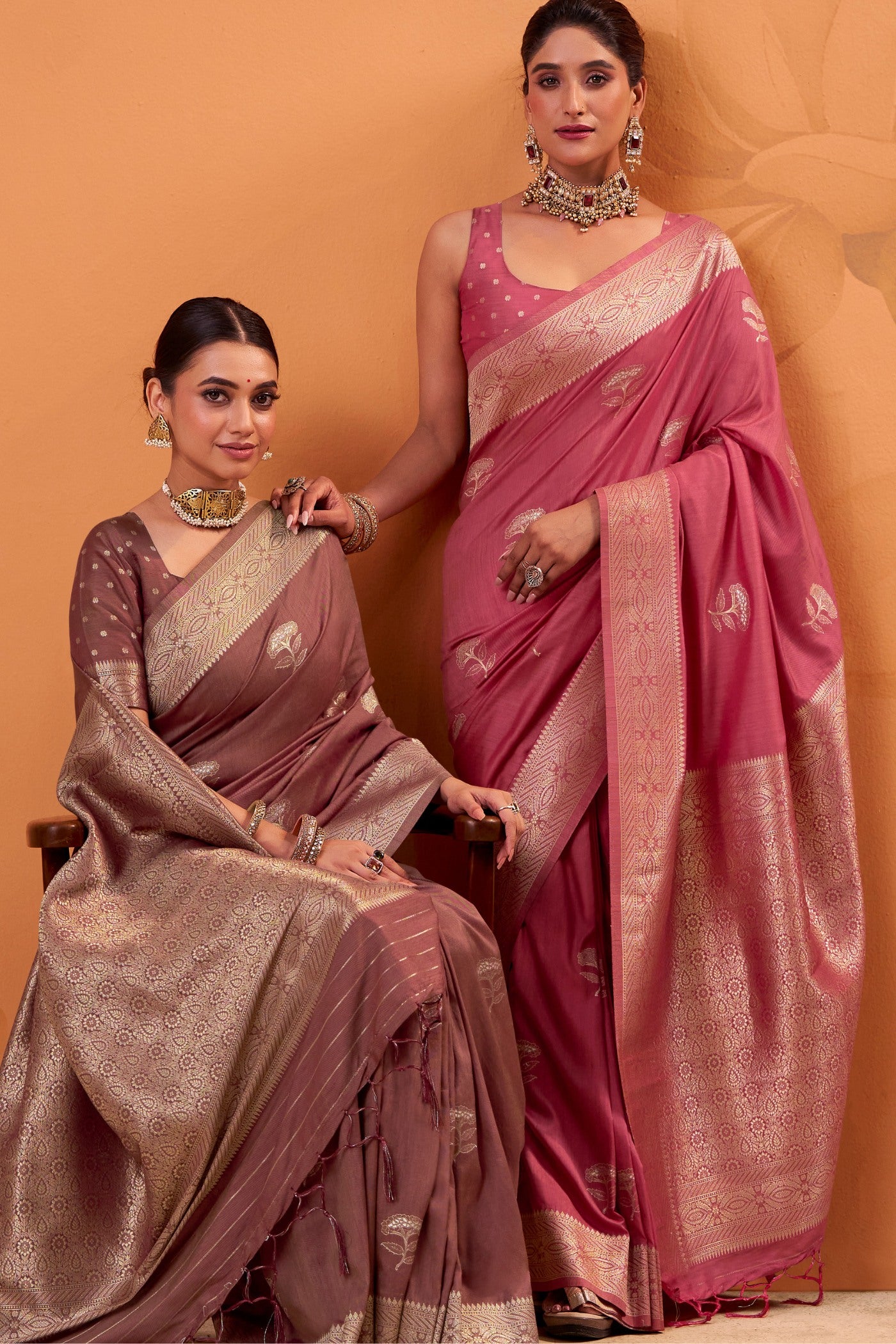 Buy MySilkLove Punch Pink Tussar Handloom Silk Saree Online