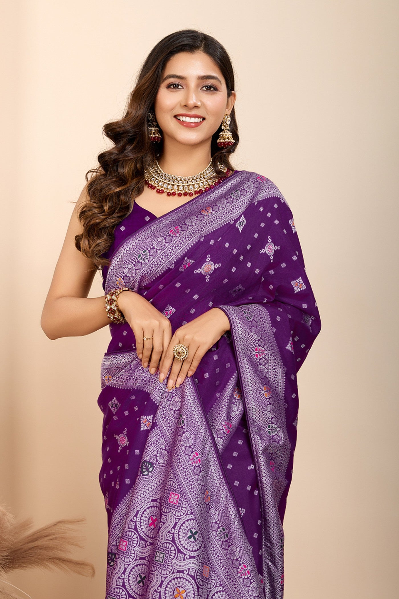 MySilkLove Violet Purple Woven Banarasi Saree