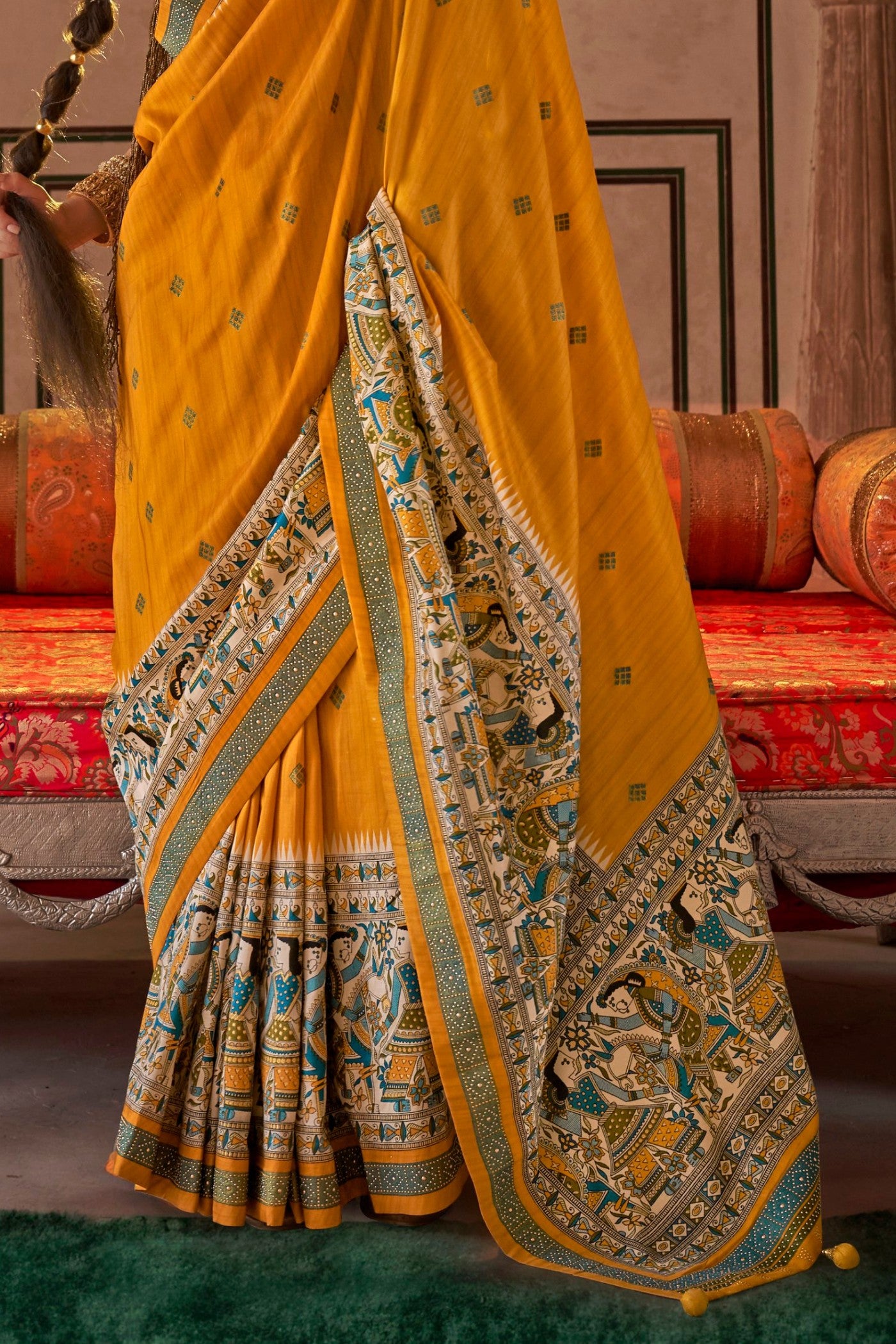 Buy MySilkLove Daffodil Yellow Printed Patola Saree Online