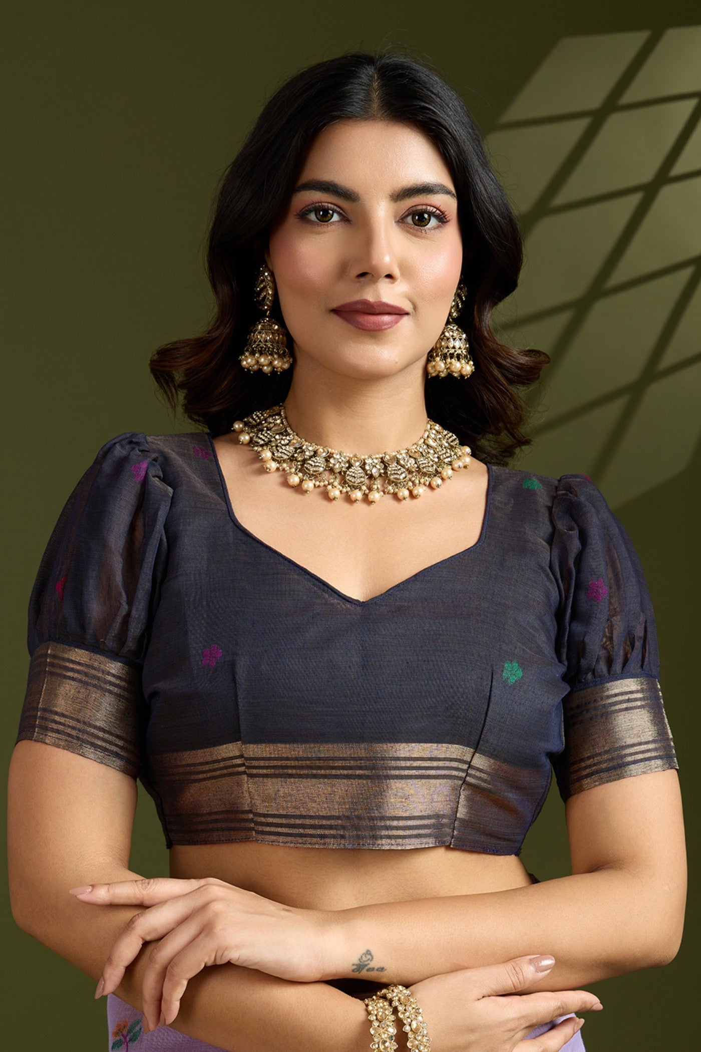 Buy MySilkLove Violet Purple Woven Muga Cotton Paithani Saree Online