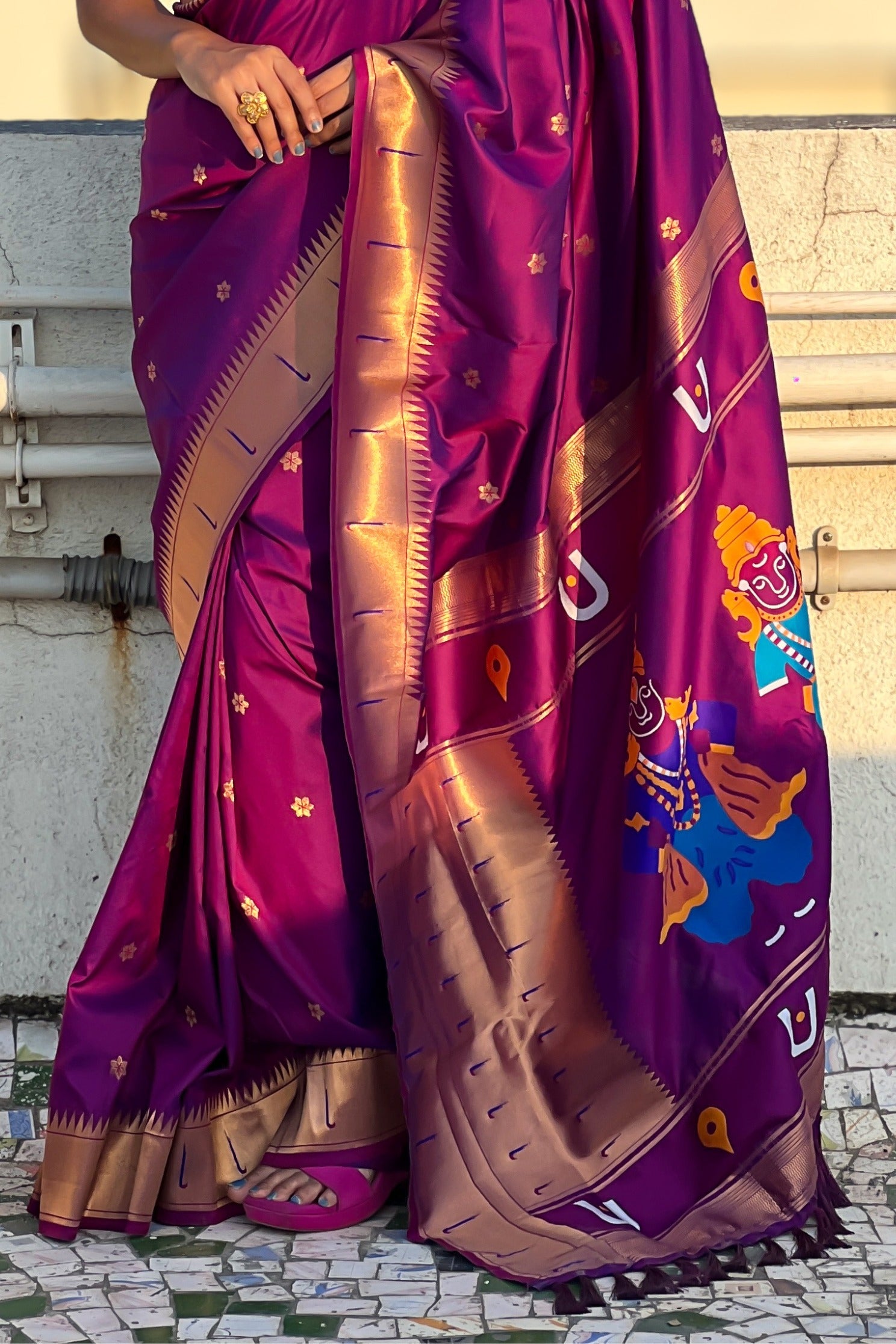 Buy MySilkLove Sangria Purple Woven Paithani Saree Online