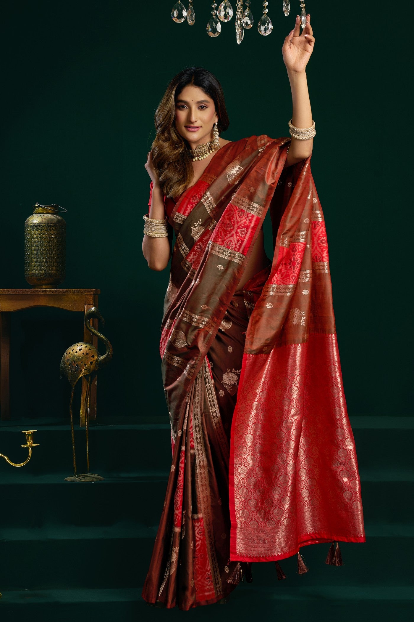 Buy MySilkLove Bisque Brown Banarasi Handloom Soft Silk Saree Online