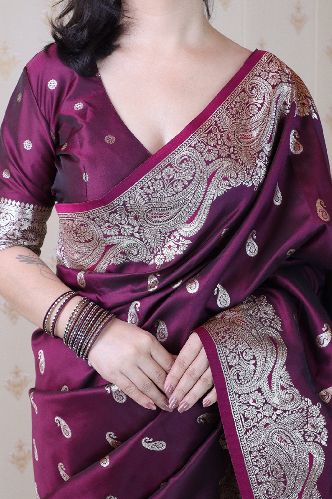 MySilkLove Dark Chocolate Banarasi Handloom Saree
