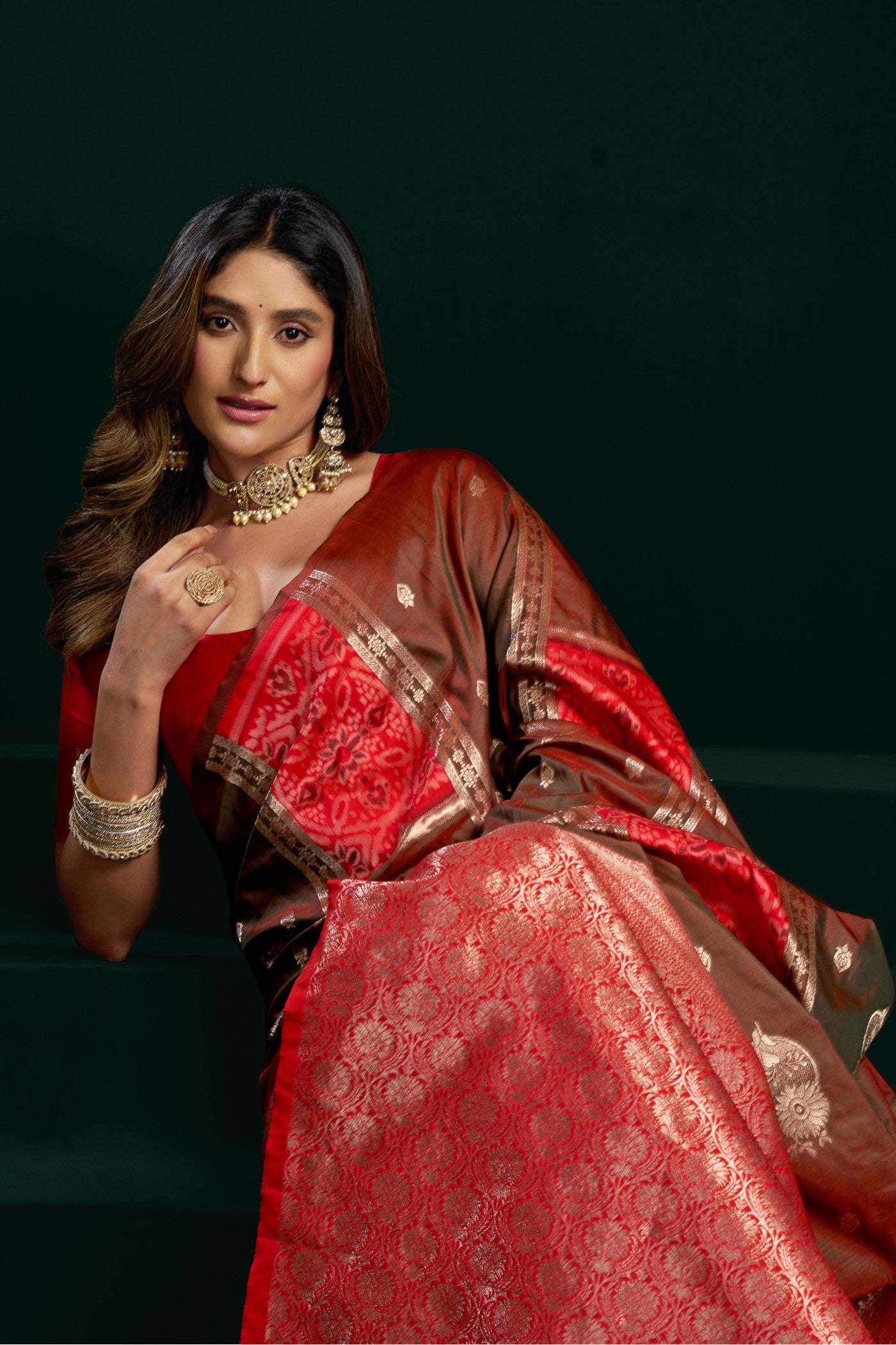 Buy MySilkLove Bisque Brown Banarasi Handloom Soft Silk Saree Online