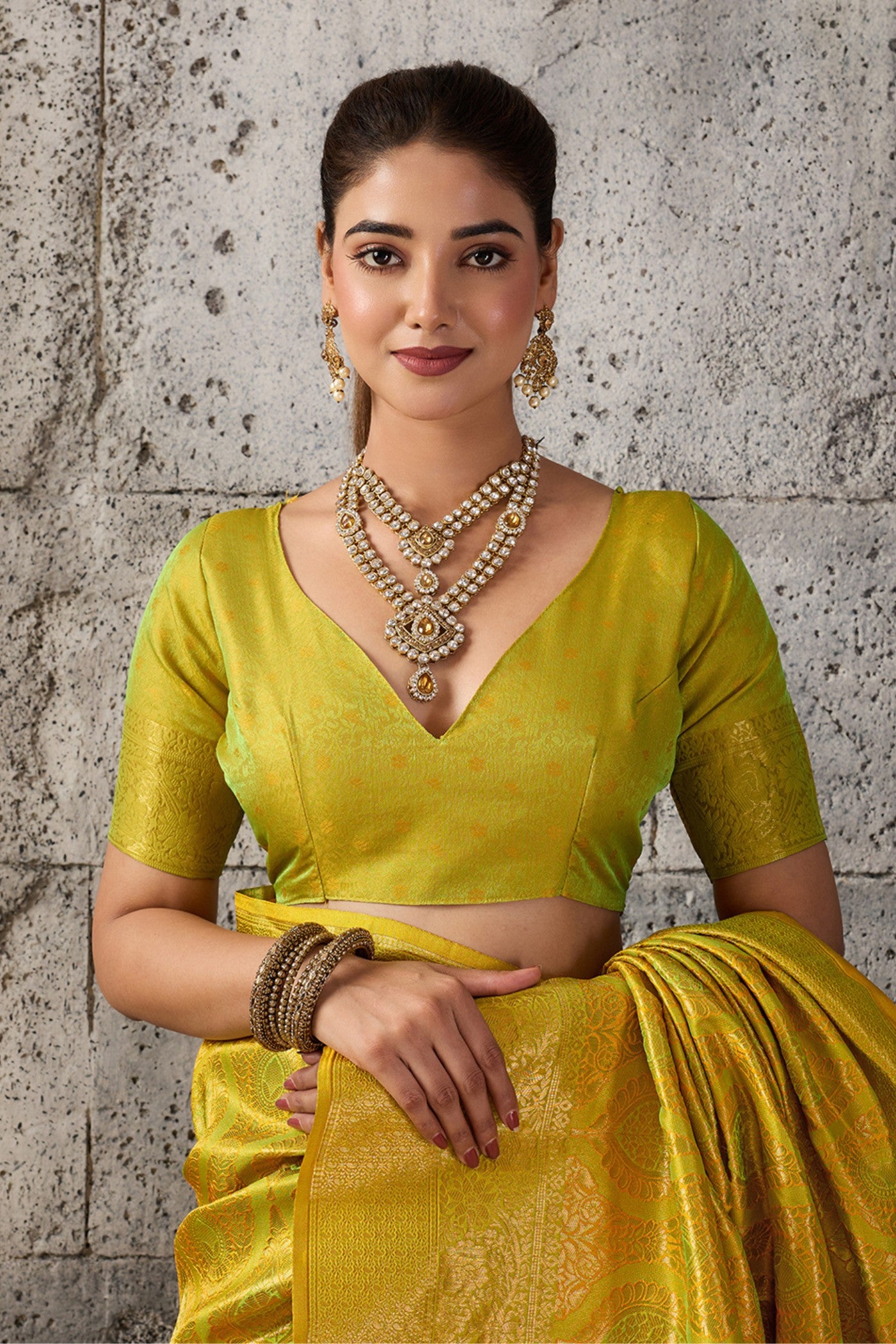Buy MySilkLove Radiant Gold Yellow Woven Kanjivaram Saree Online