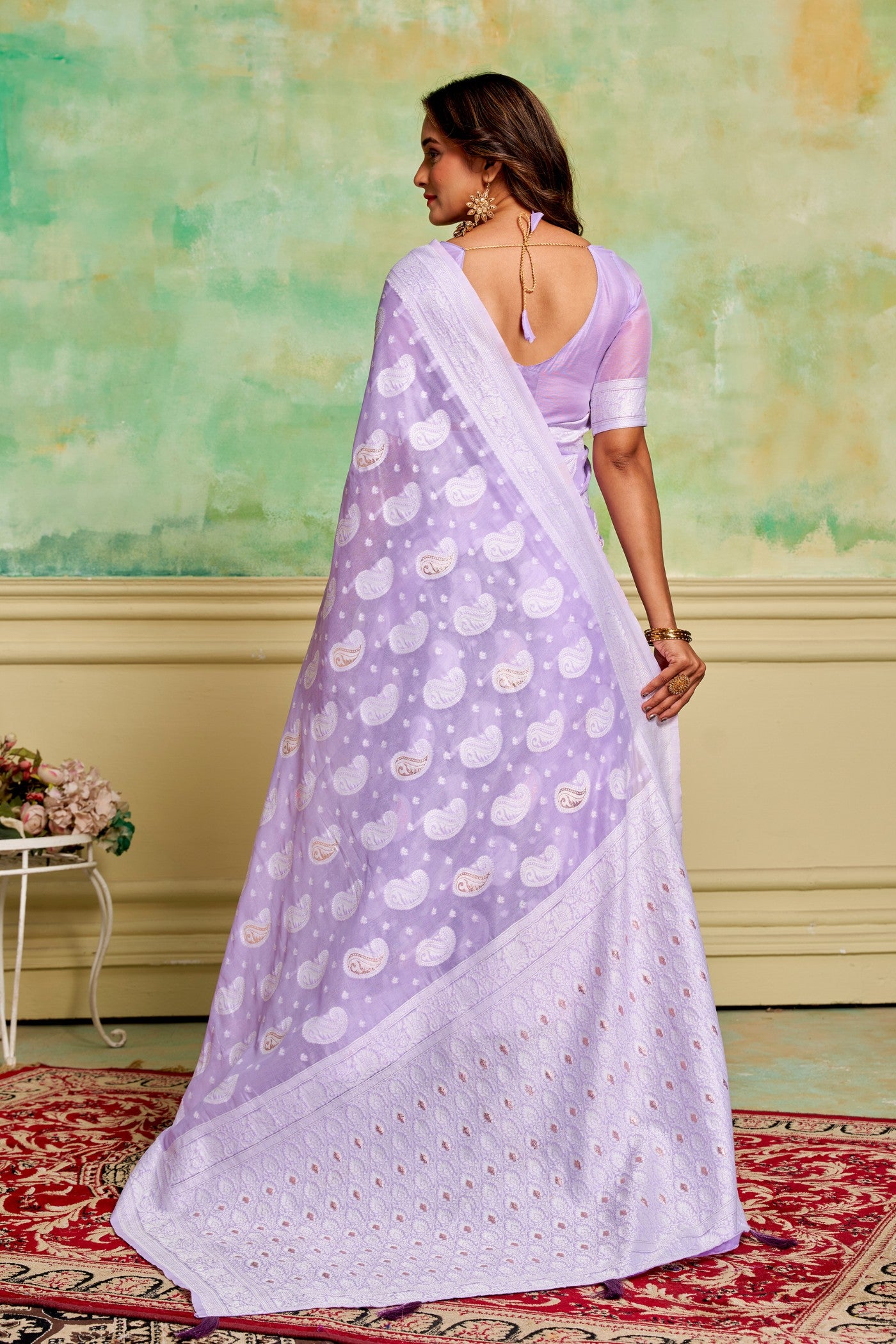 Buy MySilkLove Iris Purple Woven Cotton Saree Online