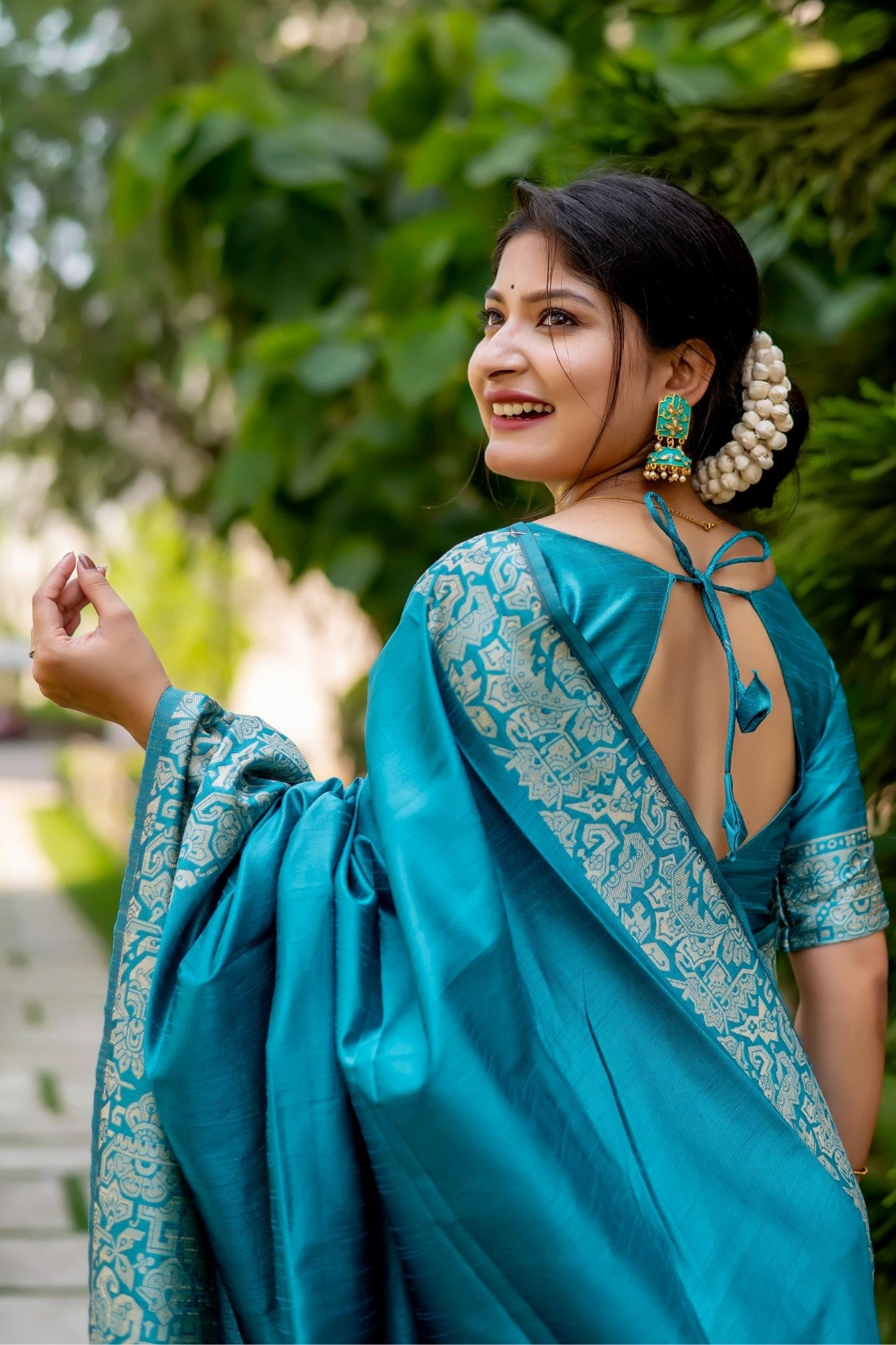 Buy MySilkLove Tufts Blue Banarasi Handloom Raw Silk Saree Online