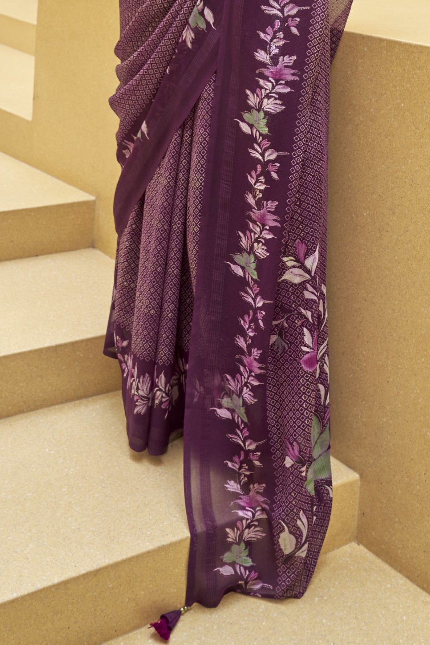 Buy MySilkLove Livid Purple Georgette Printed Saree Online