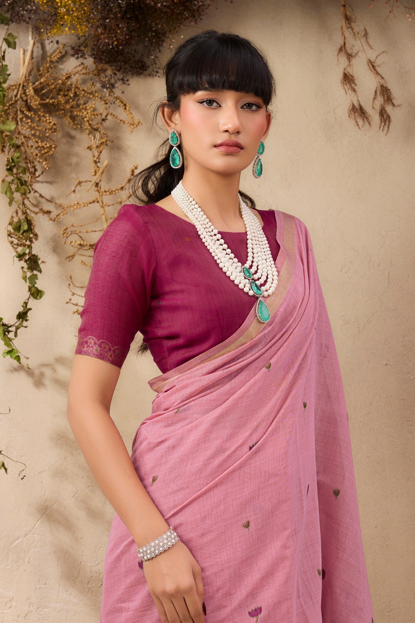 Buy MySilkLove Rose Pink Handloom Cotton Saree Online
