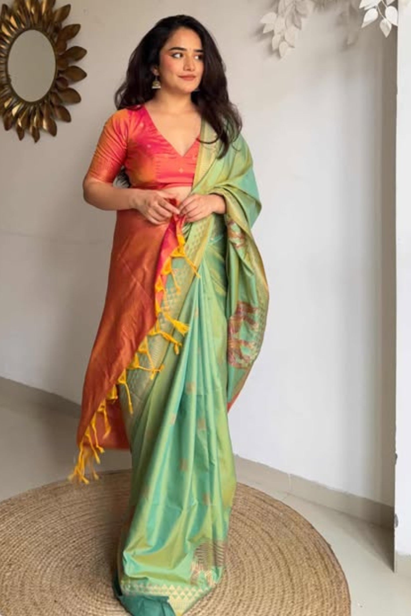 Buy MySilkLove Parrot Green Banarasi Handloom Saree Online