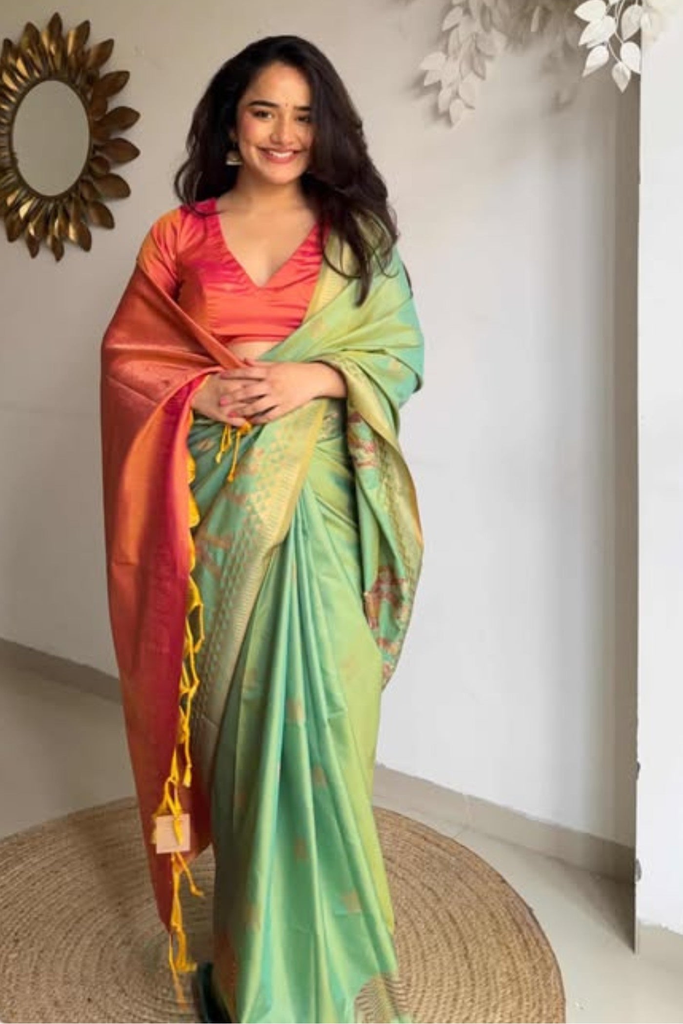 Buy MySilkLove Parrot Green Banarasi Handloom Saree Online