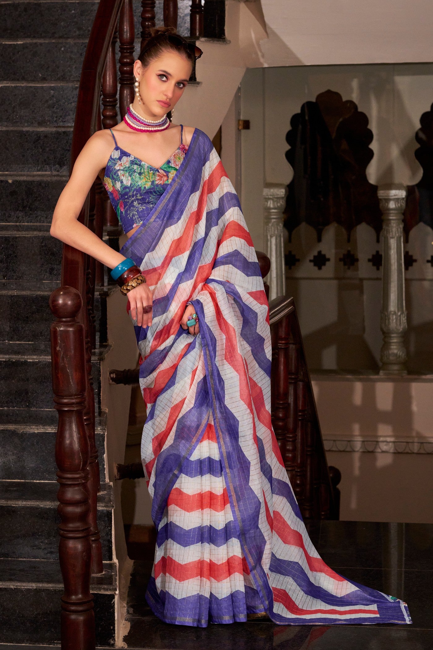 Buy MySilkLove Palatinate Purple Woven Linen Saree Online