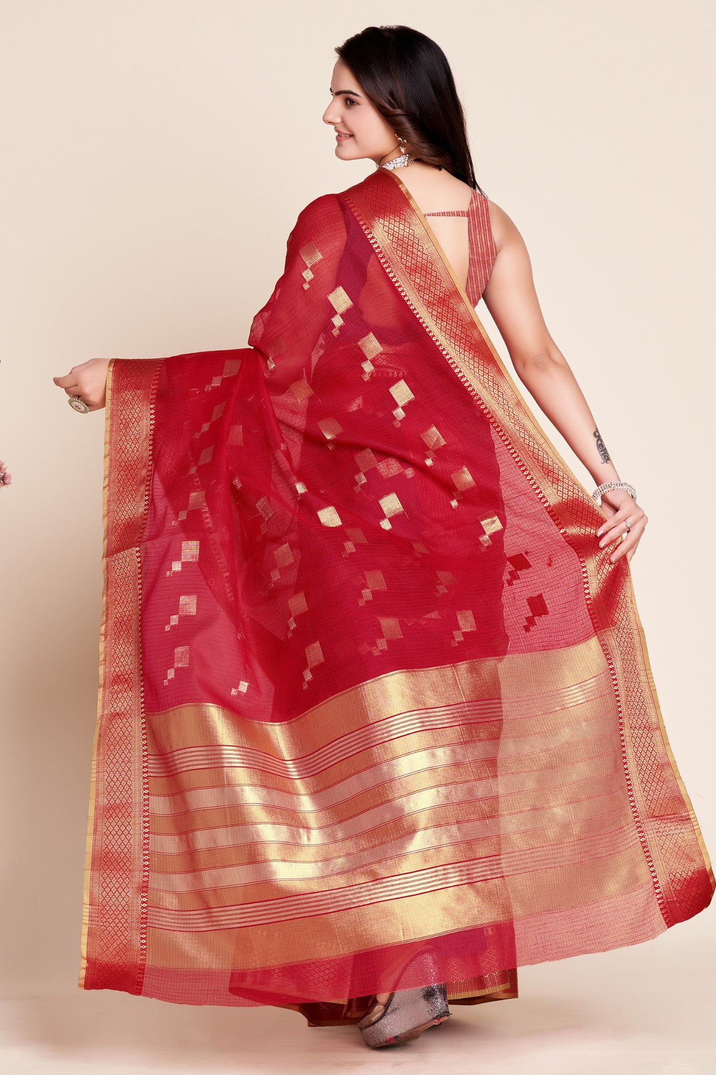 Buy MySilkLove Apple Red Woven Manipuri Silk Saree Online