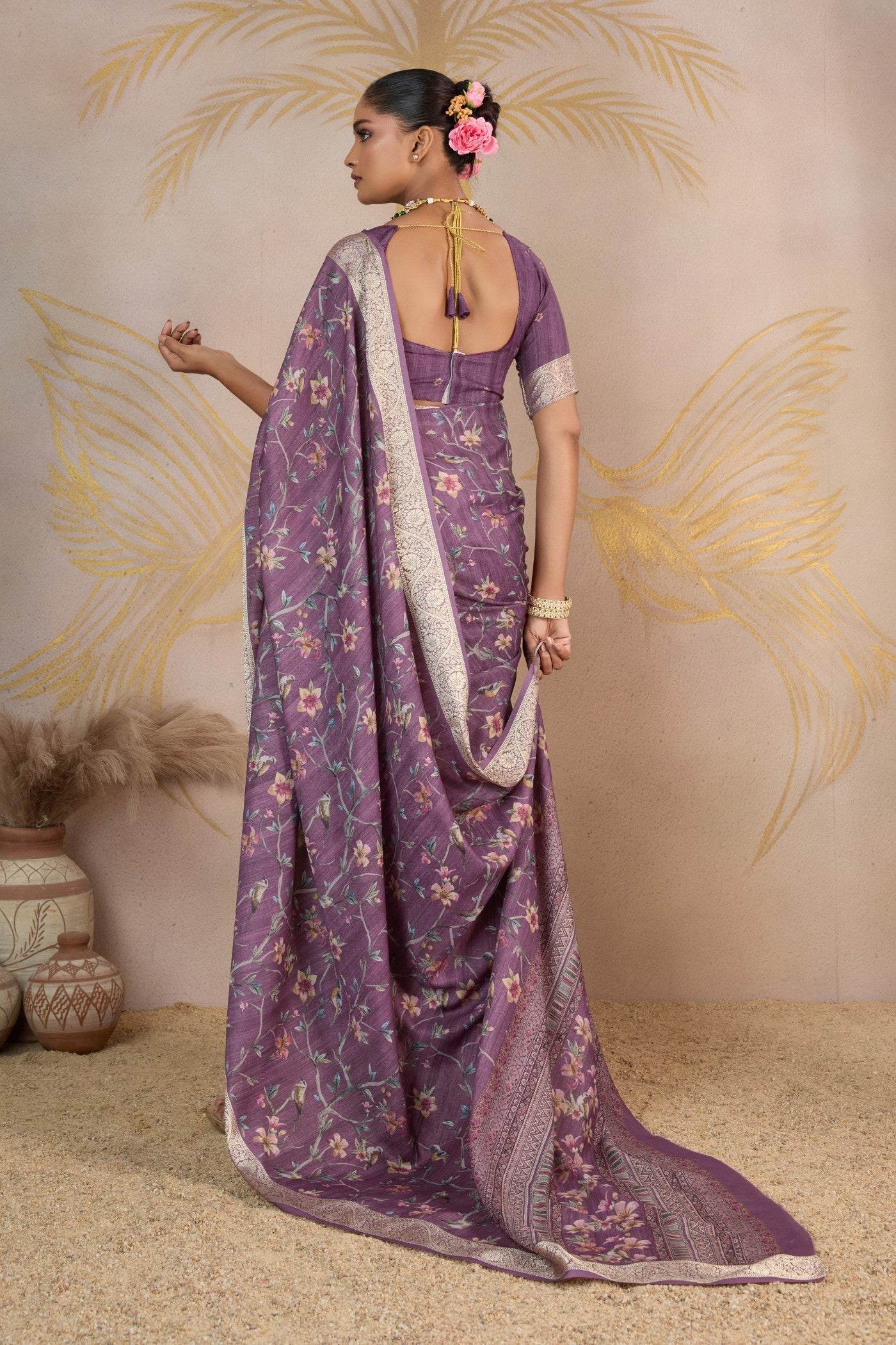 Buy MySilkLove Imperial Purple Viscose Digital Printed Saree Online