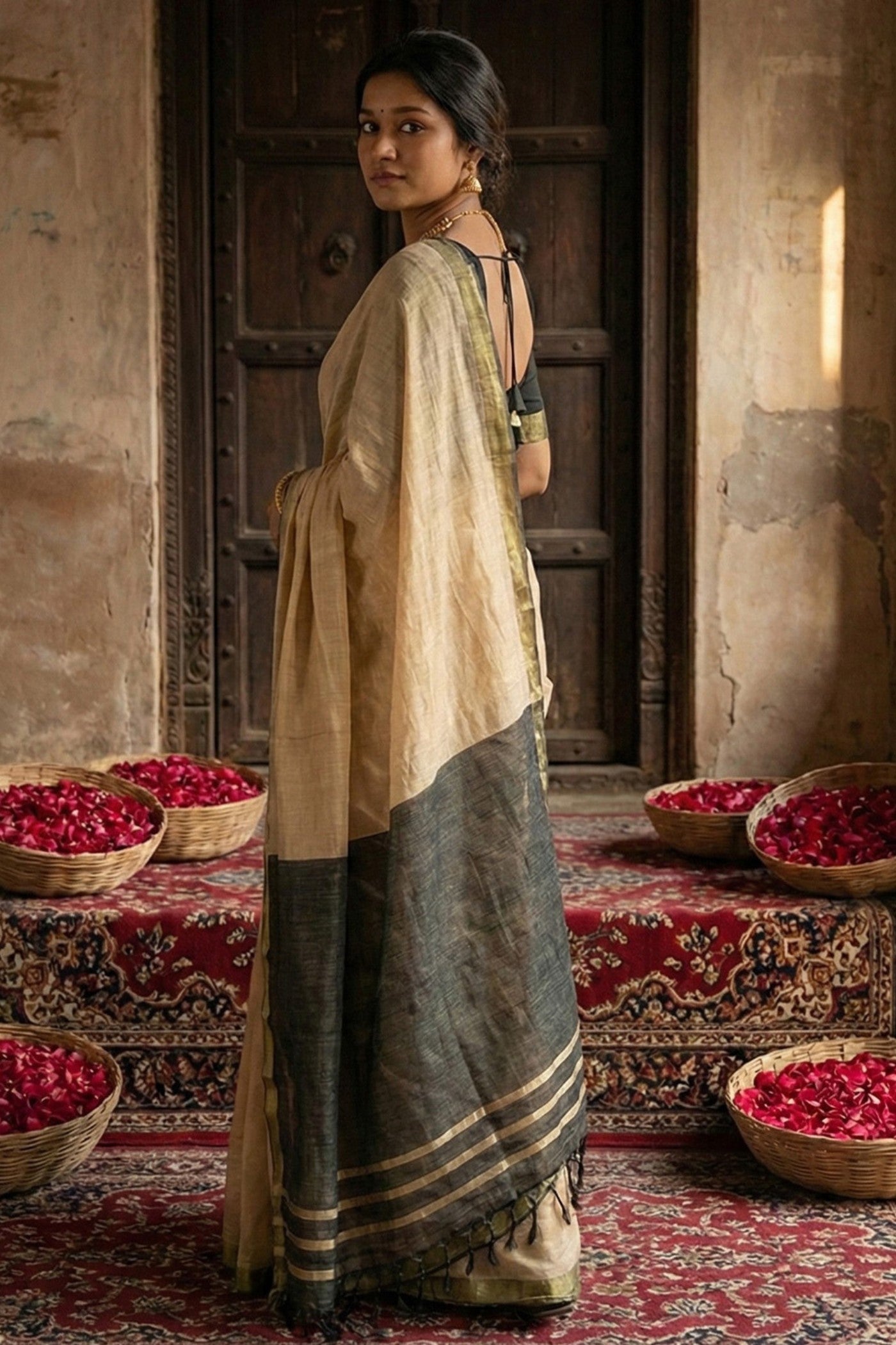 MySilkLove Warm Cream Cotton Silk Saree