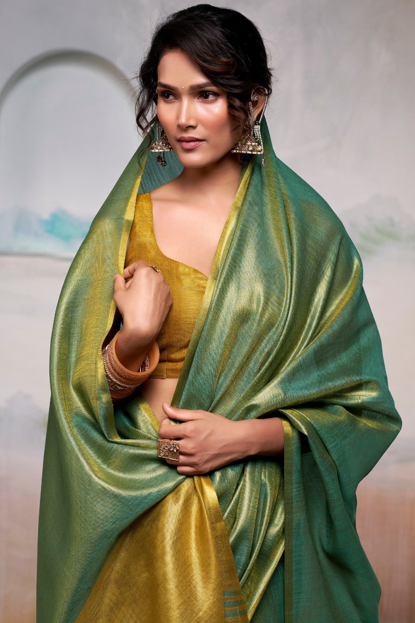 MySilkLove Seweed Green Handloom Tissue Saree