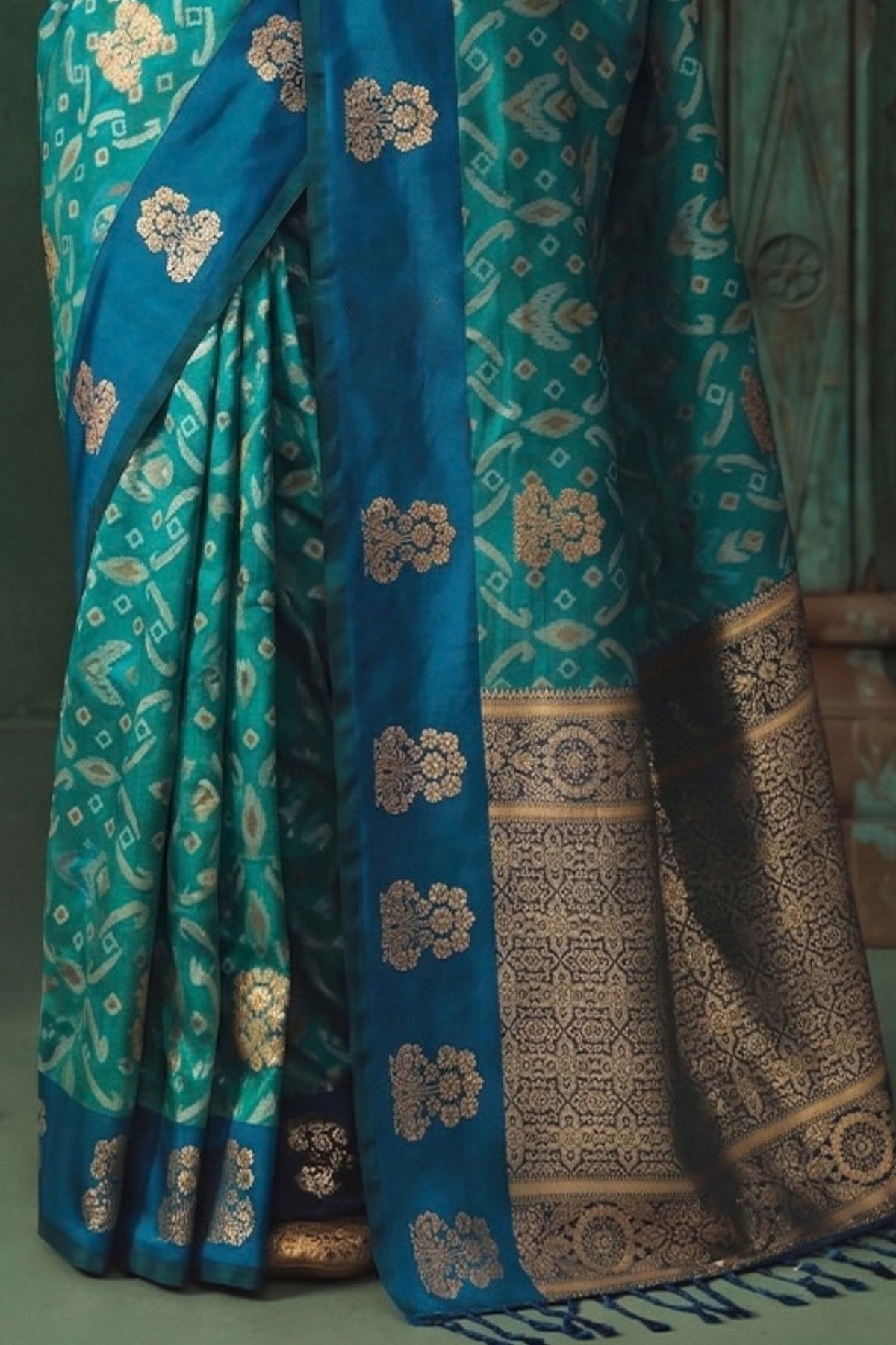 Buy MySilkLove Caribbean Blue Woven Banarasi Silk Saree Online