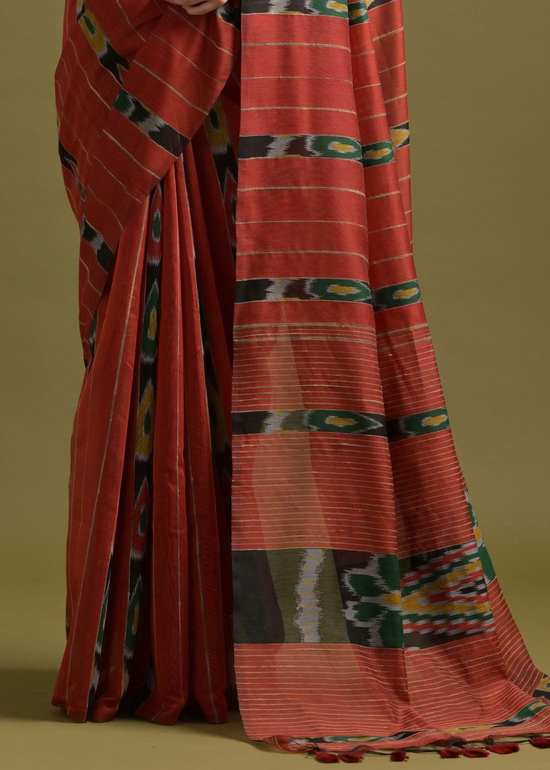 Buy MySilkLove Spice Brown Soft Ikkat Cotton Woven Saree Online