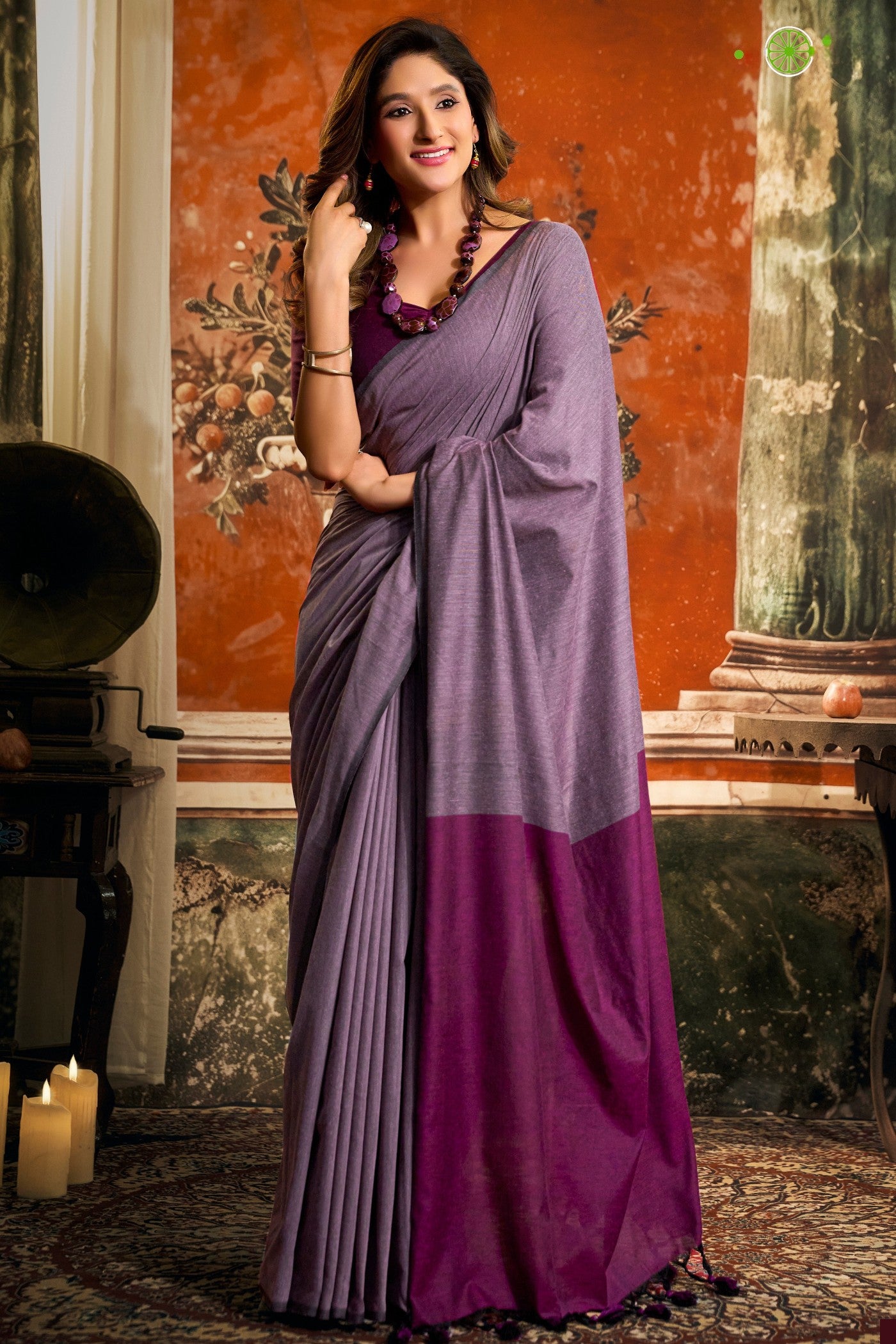 Buy MySilkLove Lilac Purple Handloom Mul Mul Cotton Saree Online