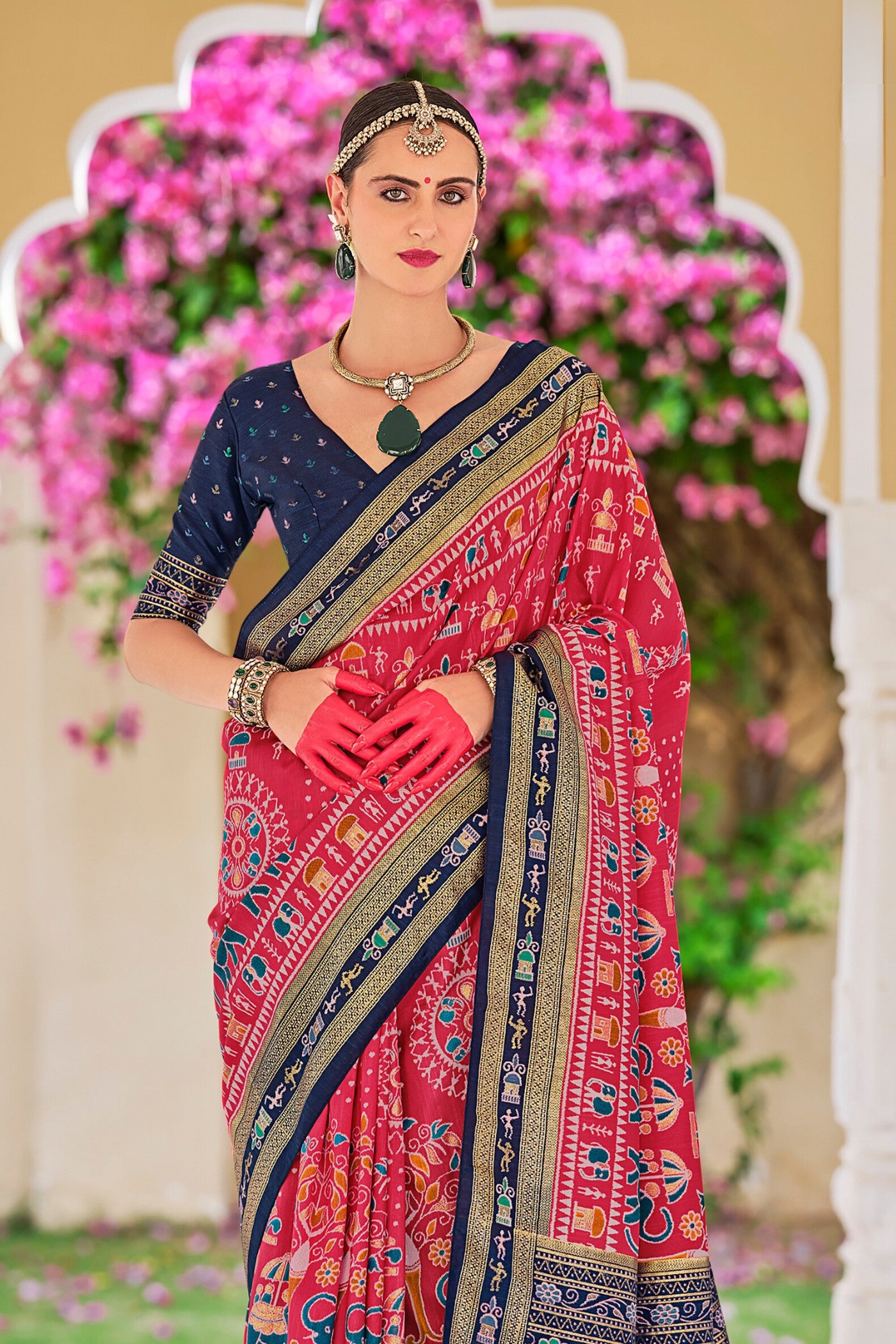 Buy MySilkLove Mandy Pink Printed Patola Saree Online