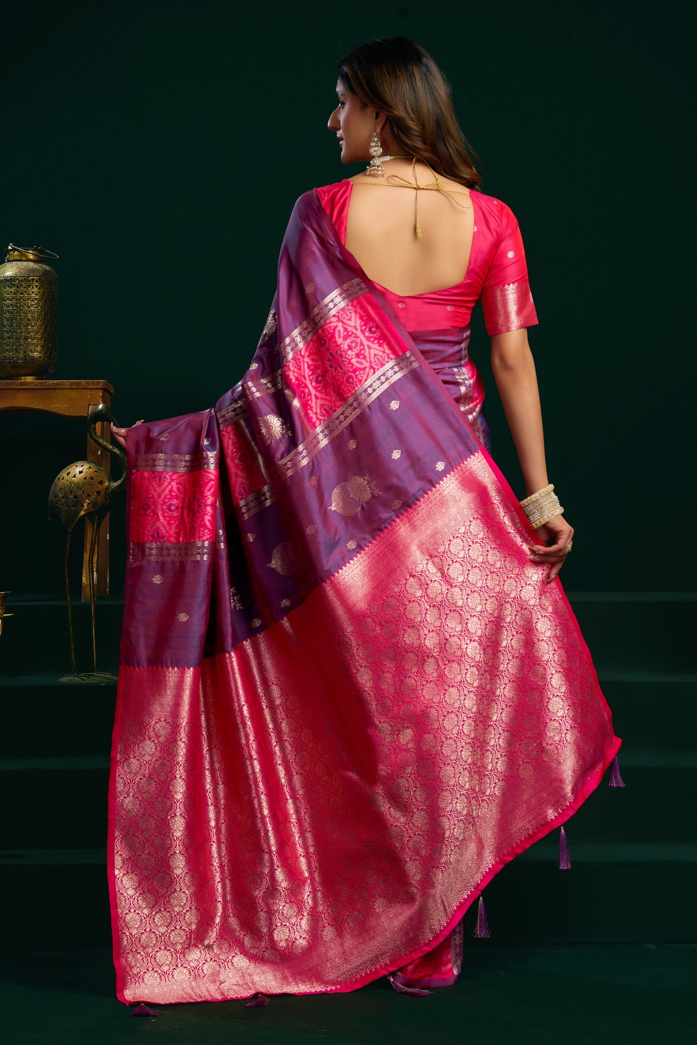 Buy MySilkLove Cobalt Purple Banarasi Handloom Soft Silk Saree Online