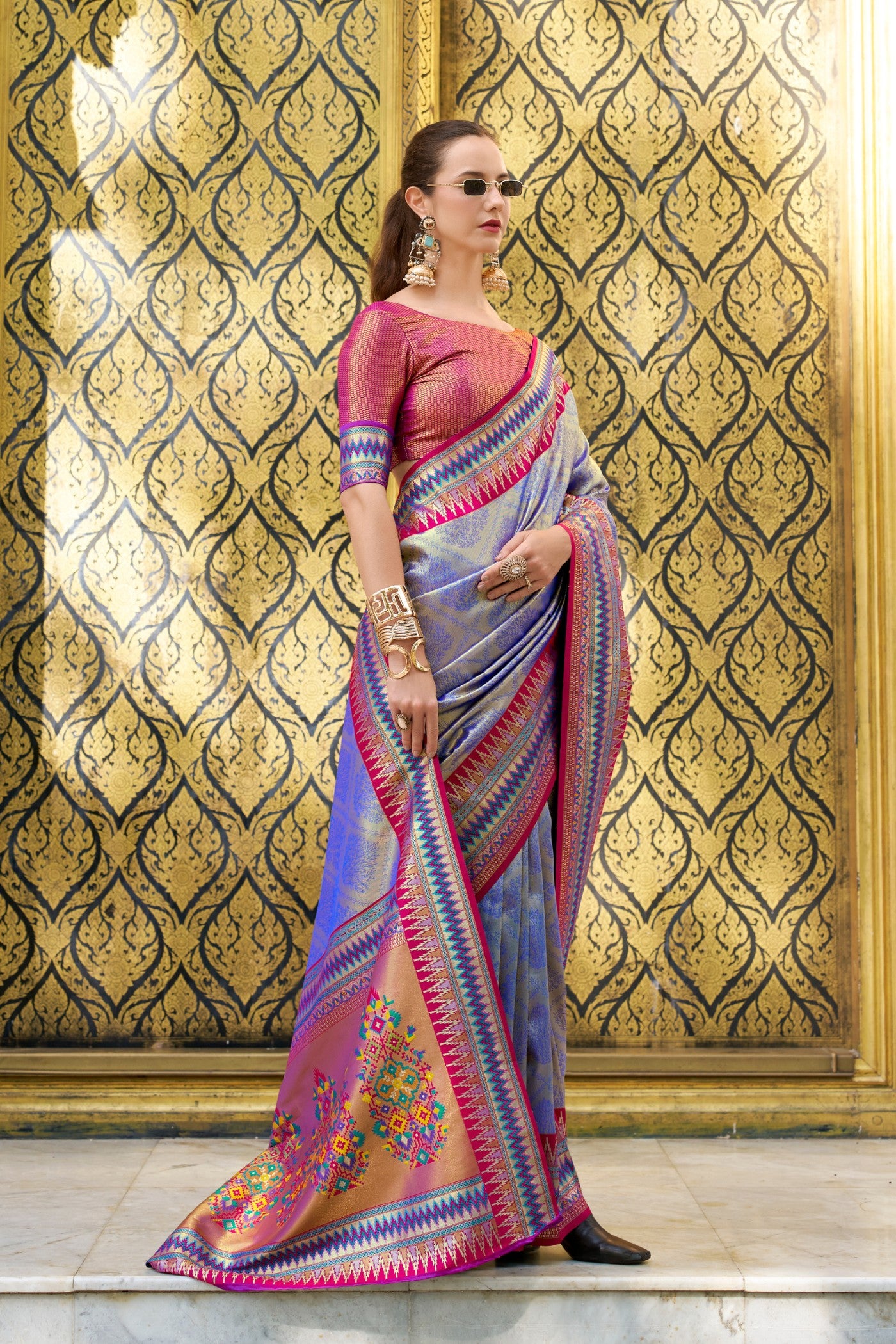 Buy MySilkLove Denim Blue Tissue Handloom Saree Online