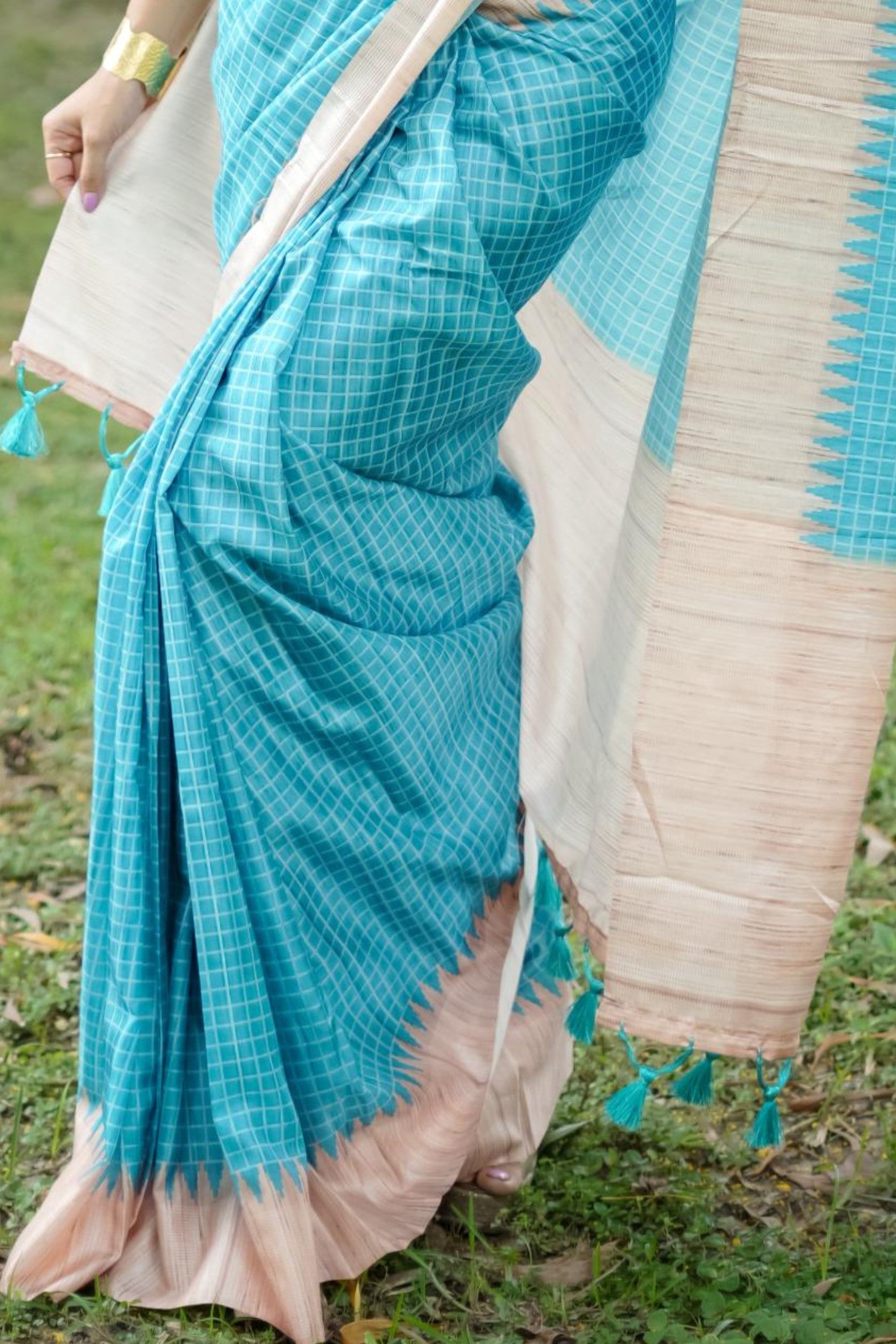 Buy MySilkLove Sky Blue Printed Raw Silk Saree Online