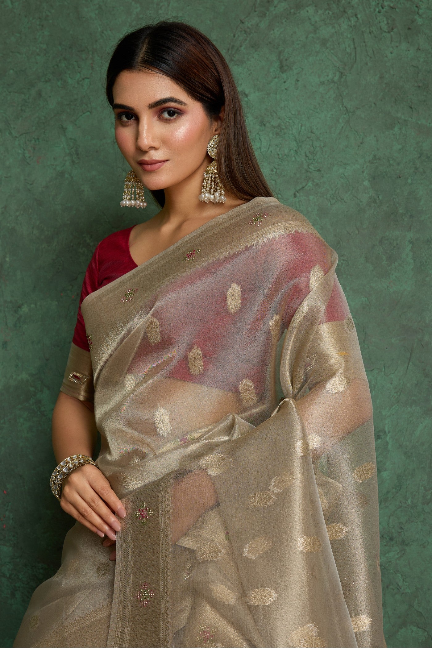 MySilkLove Silver Chalice Grey Woven Tissue Paithani Saree
