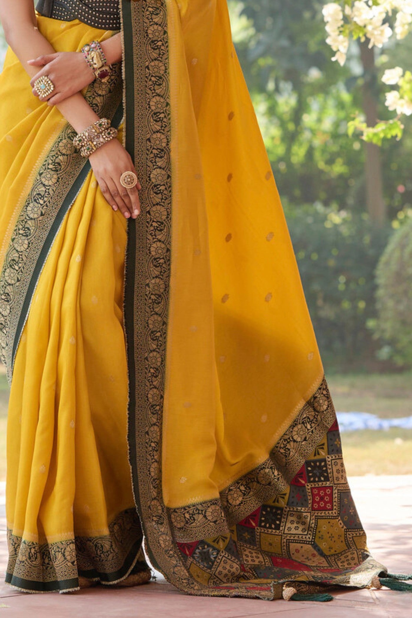 Buy MySilkLove Gamboge Yellow Banarasi Handloom Saree Online