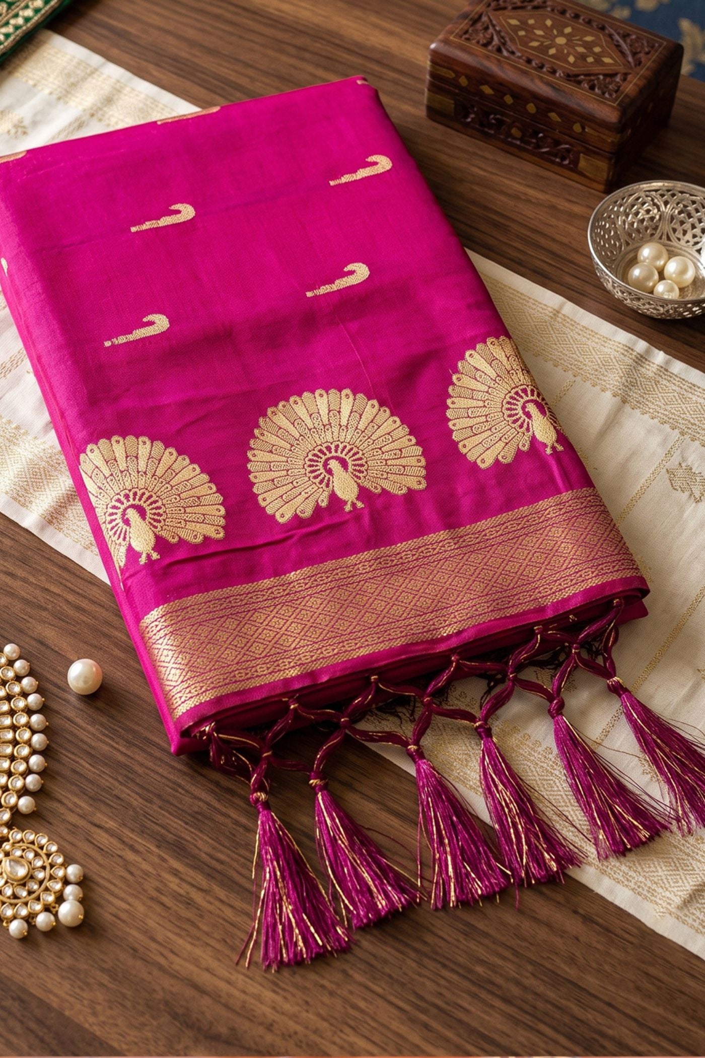 Buy MySilkLove Dusty Pink Banarasi Woven Soft Silk Saree Online