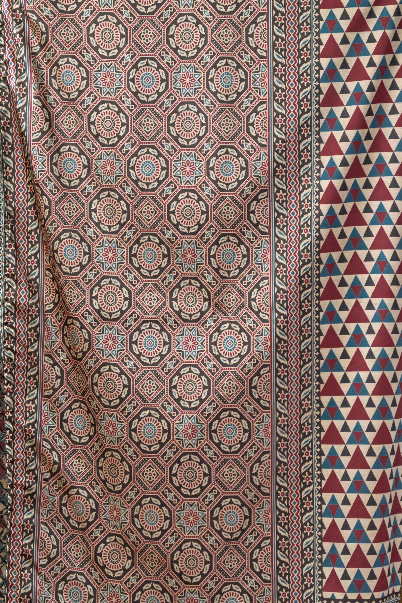 Buy MySilkLove Multicolor White Ajrakh Printed Saree Online