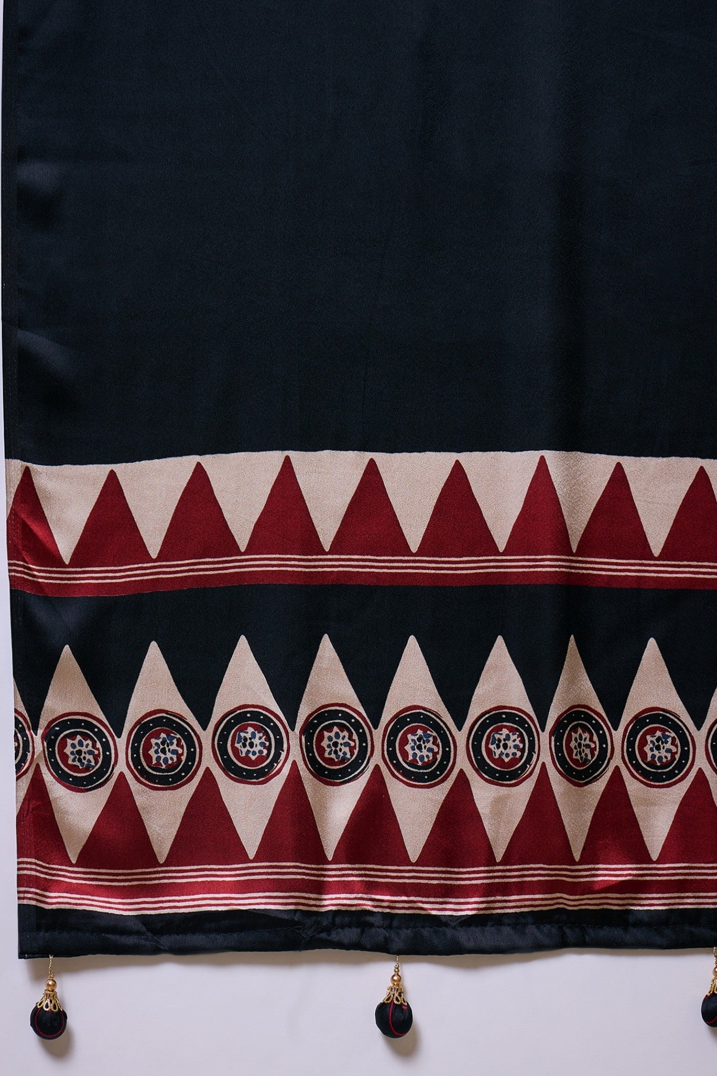 Buy MySilkLove Russet Brown Ajrakh Printed Satin Crepe Silk Saree Online