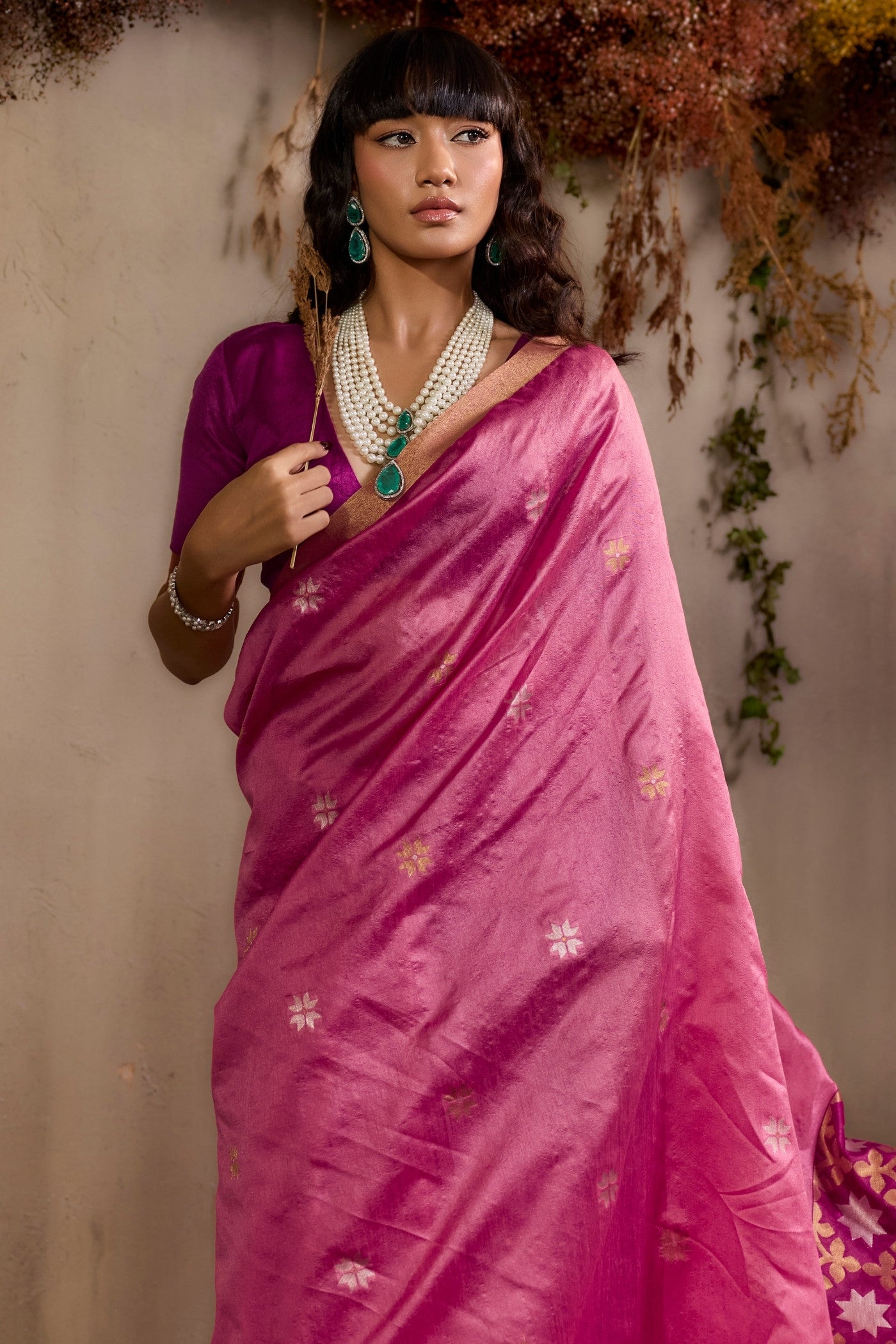MySilkLove Ultra Pink Tussar Handloom Silk Saree