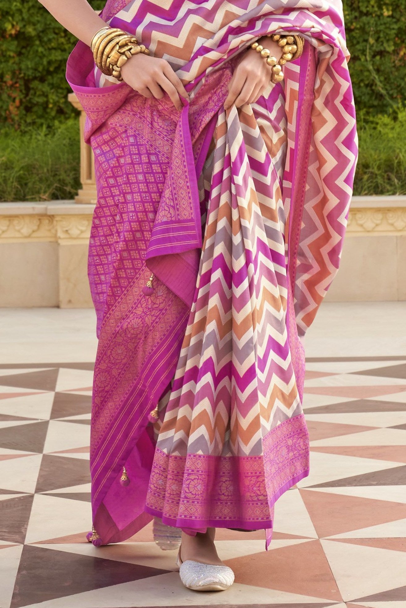 Buy MySilkLove Lotus Pink Woven Patola Printed Silk Saree Online