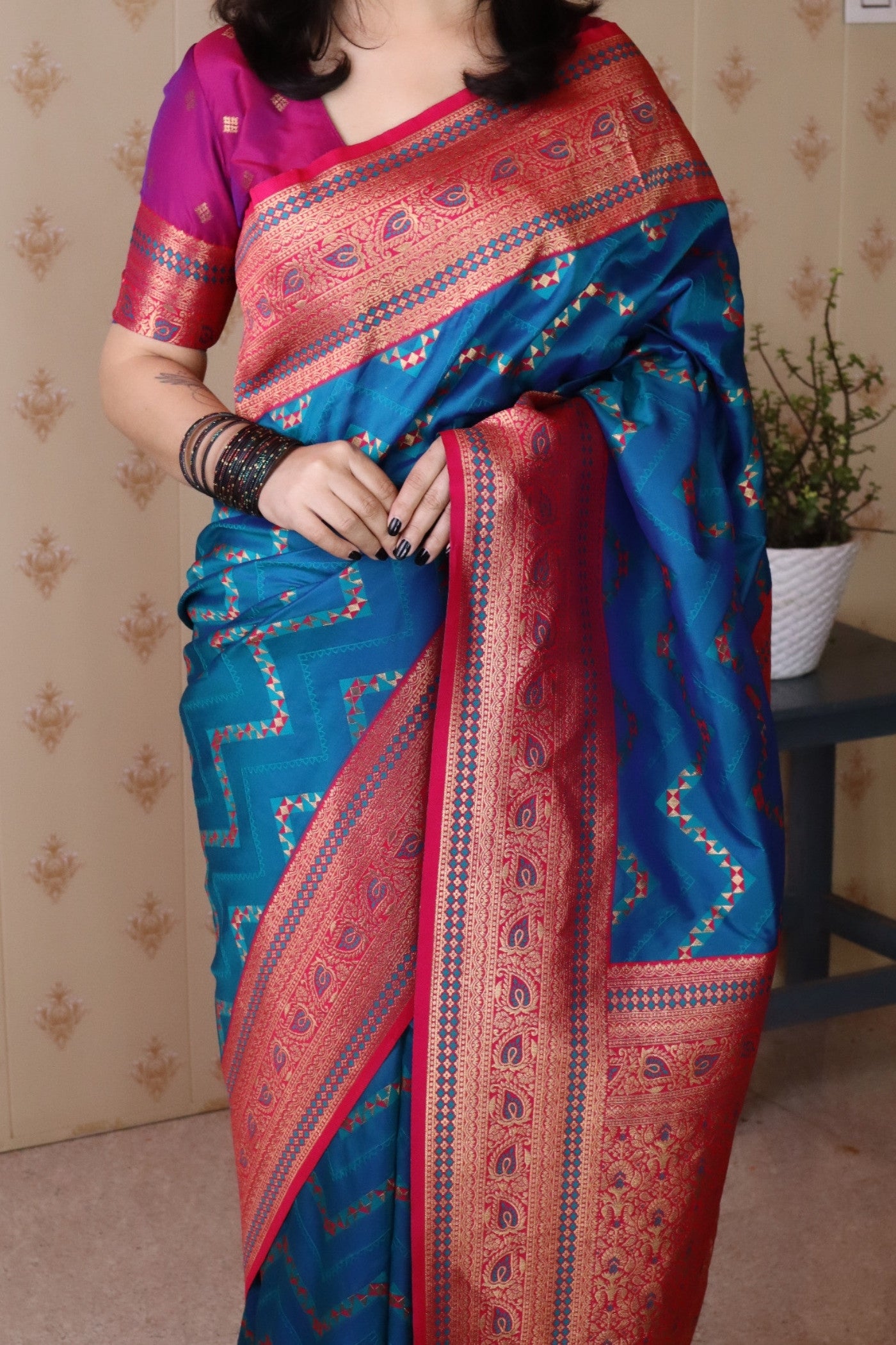 Buy MySilkLove Cerulean Blue Banarasi Handloom Saree Online