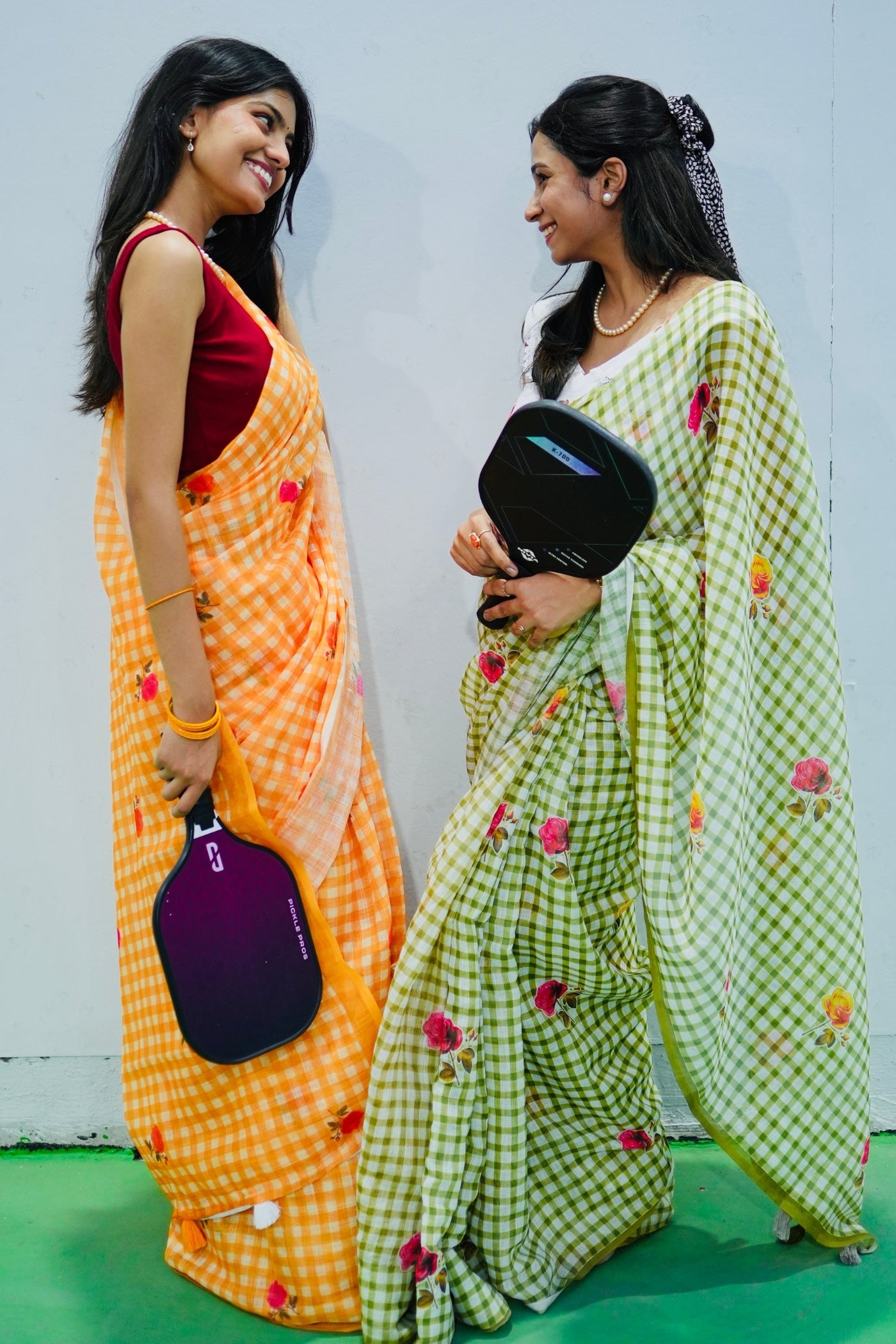 Buy MySilkLove Apple Green Soft Linen Cotton Printed Saree Online