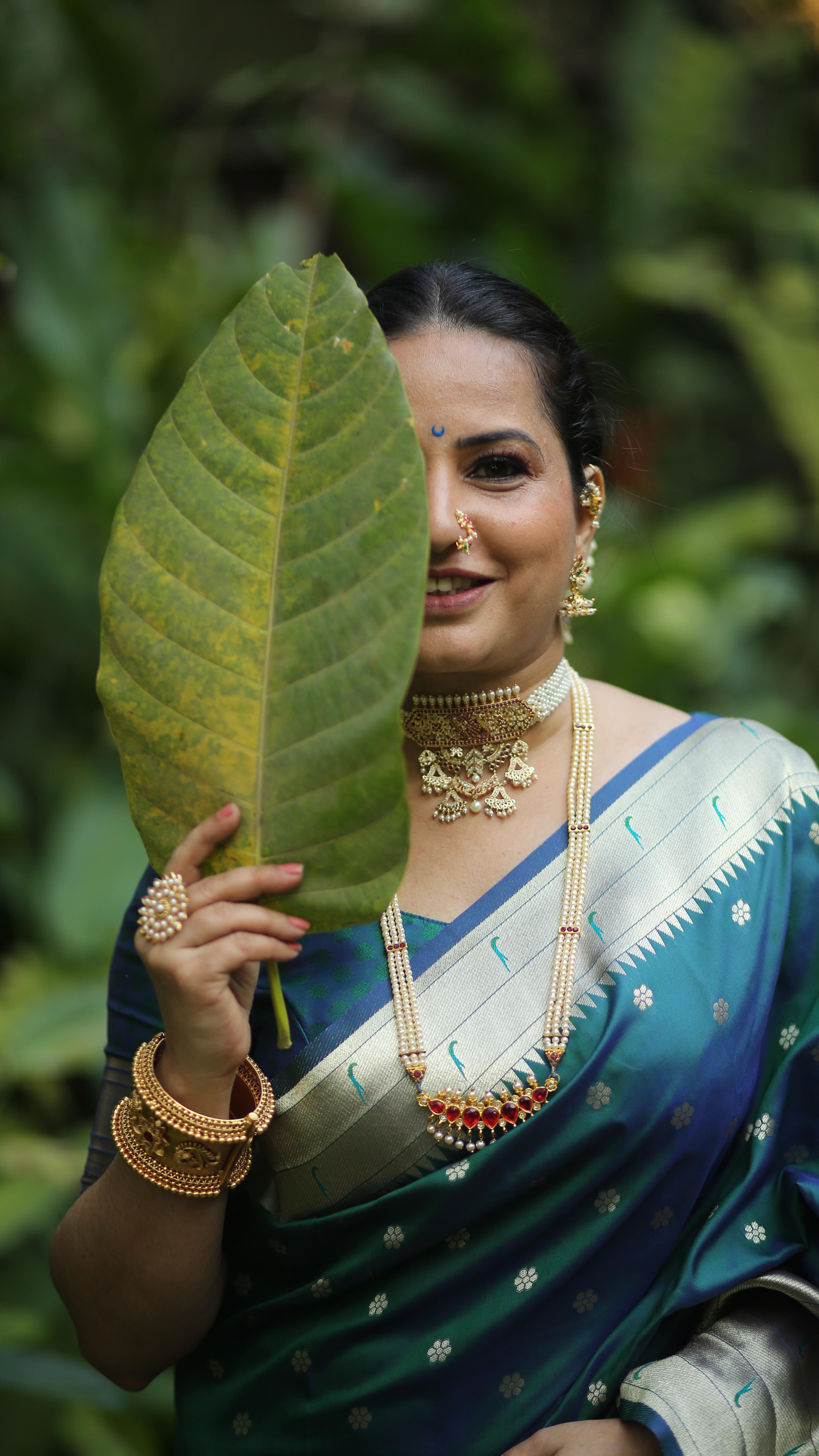 Buy MySilkLove Casal Green Woven Paithani Silk Saree Online