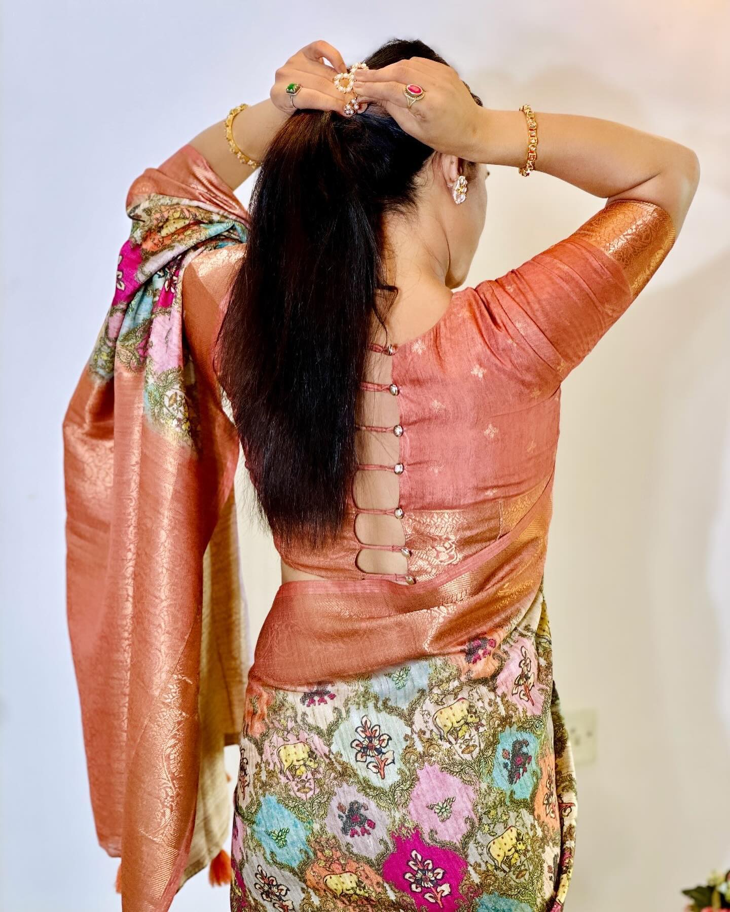 Buy MySilkLove Copper Penny Pink and Brown Digital Printed Tussar Silk Saree Online