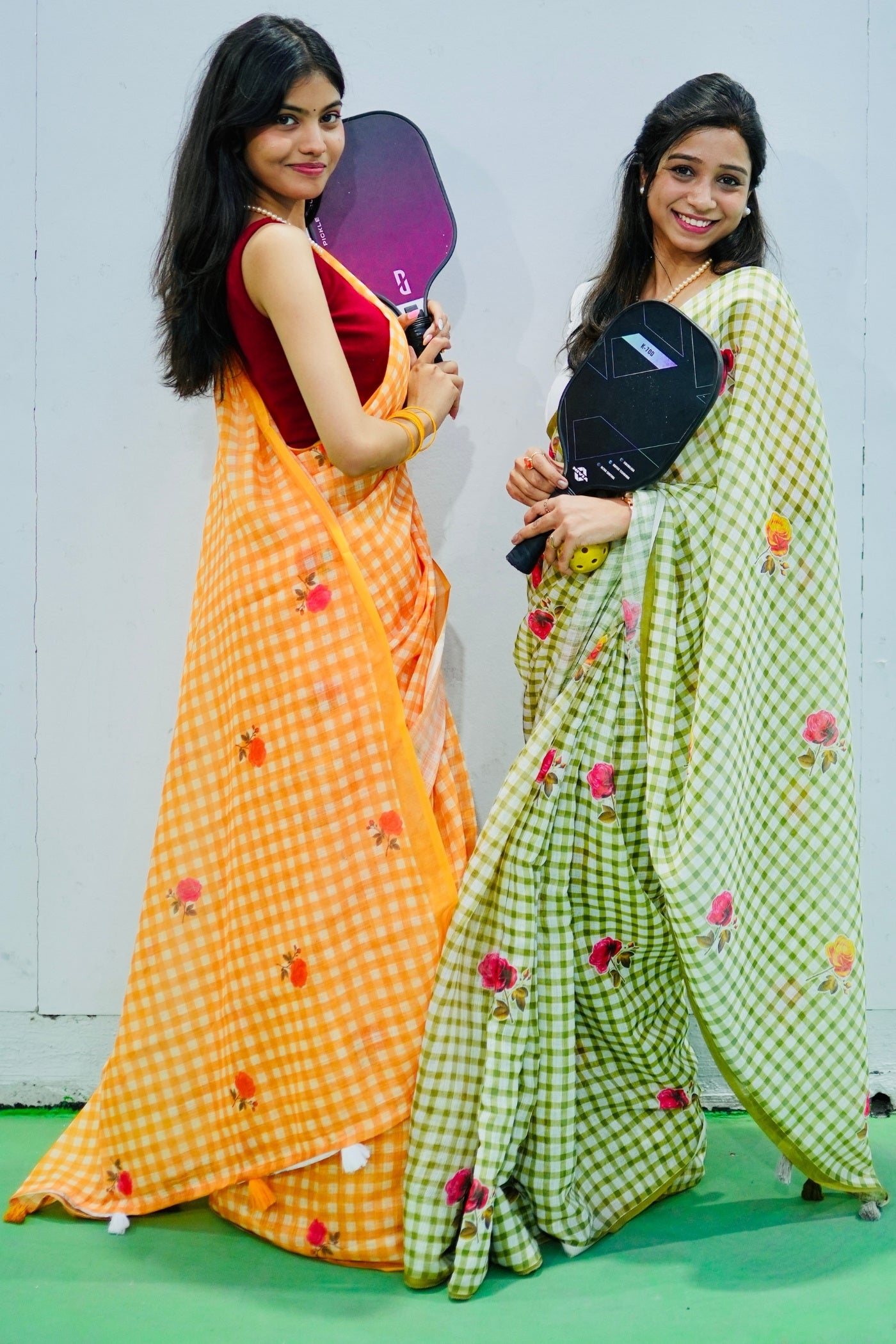 Buy MySilkLove Apple Green Soft Linen Cotton Printed Saree Online
